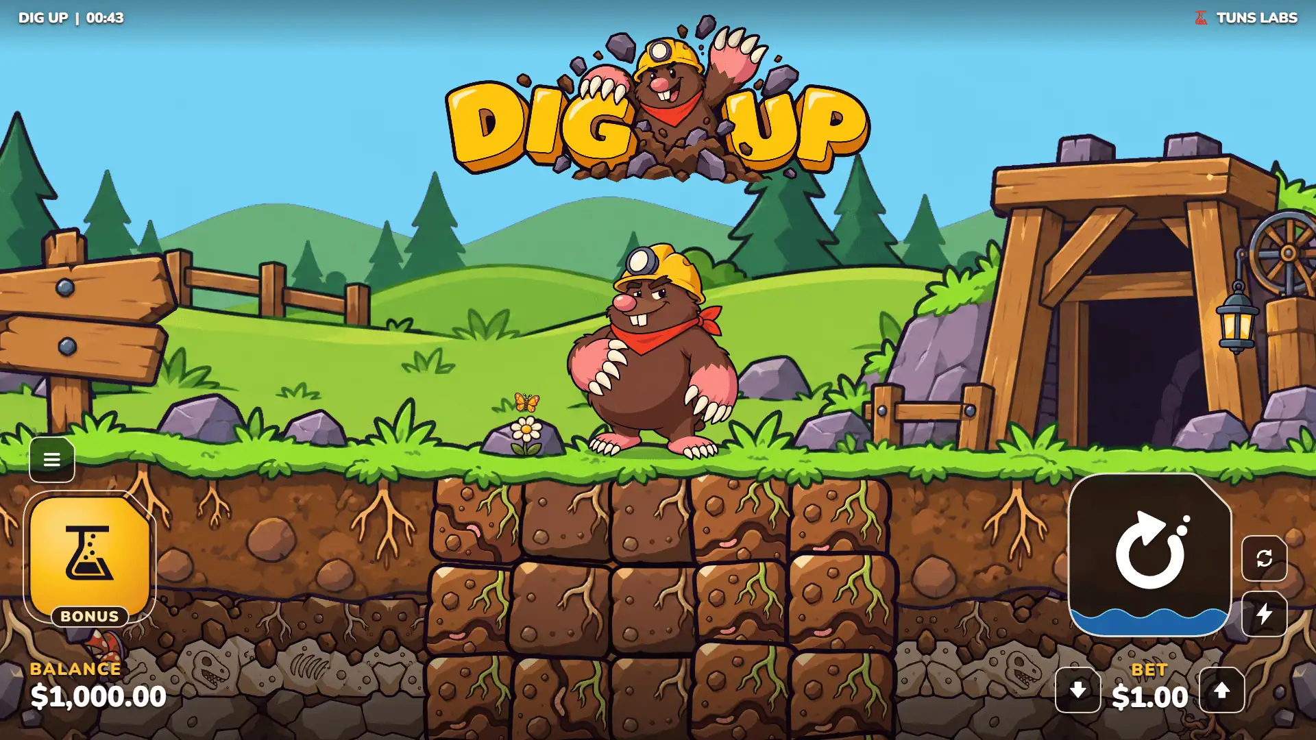 Dig Up mine shaft with Mo Lode digging down through the rows