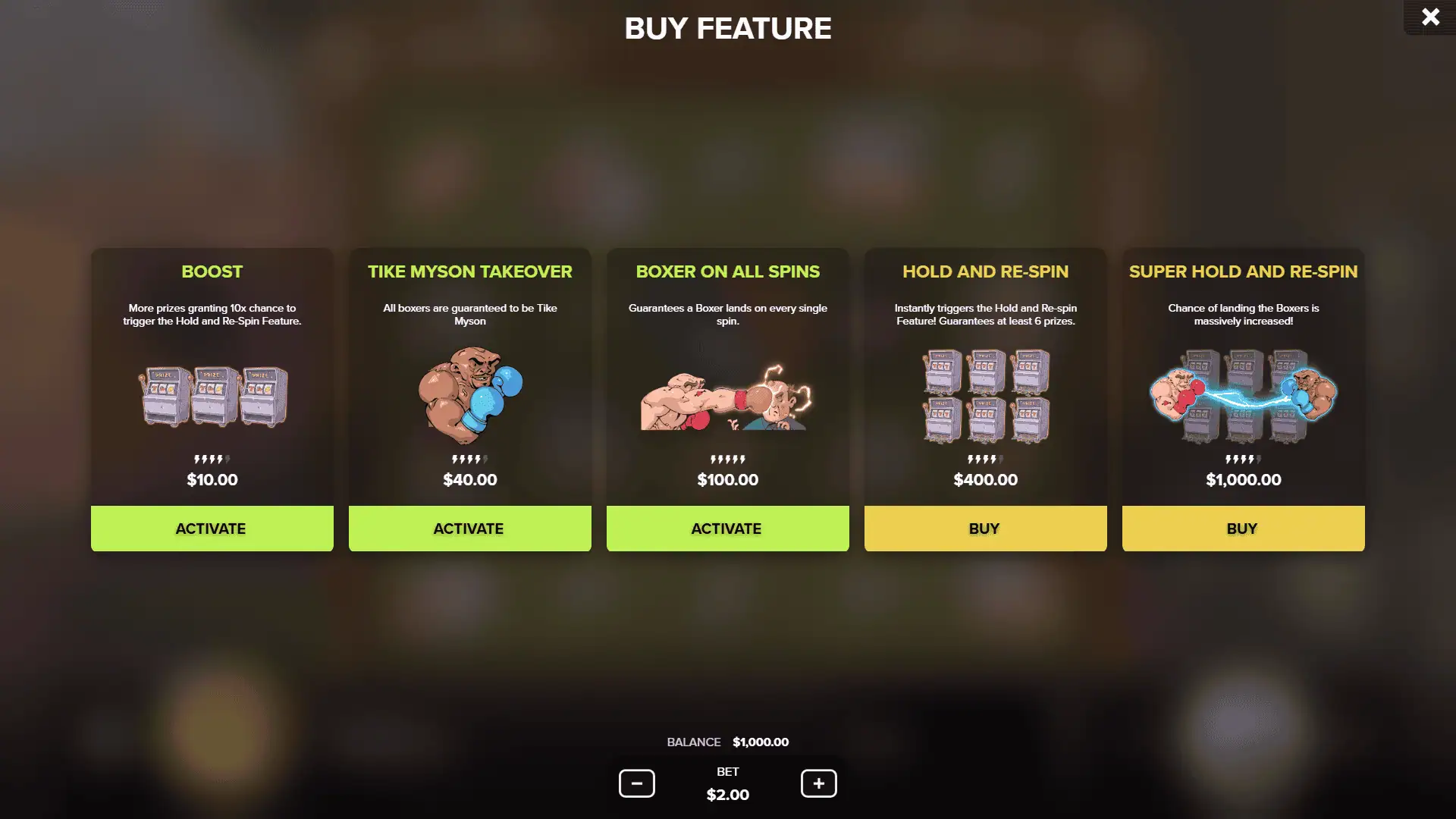 Bank Basher 2 Vegas bonus buy menu