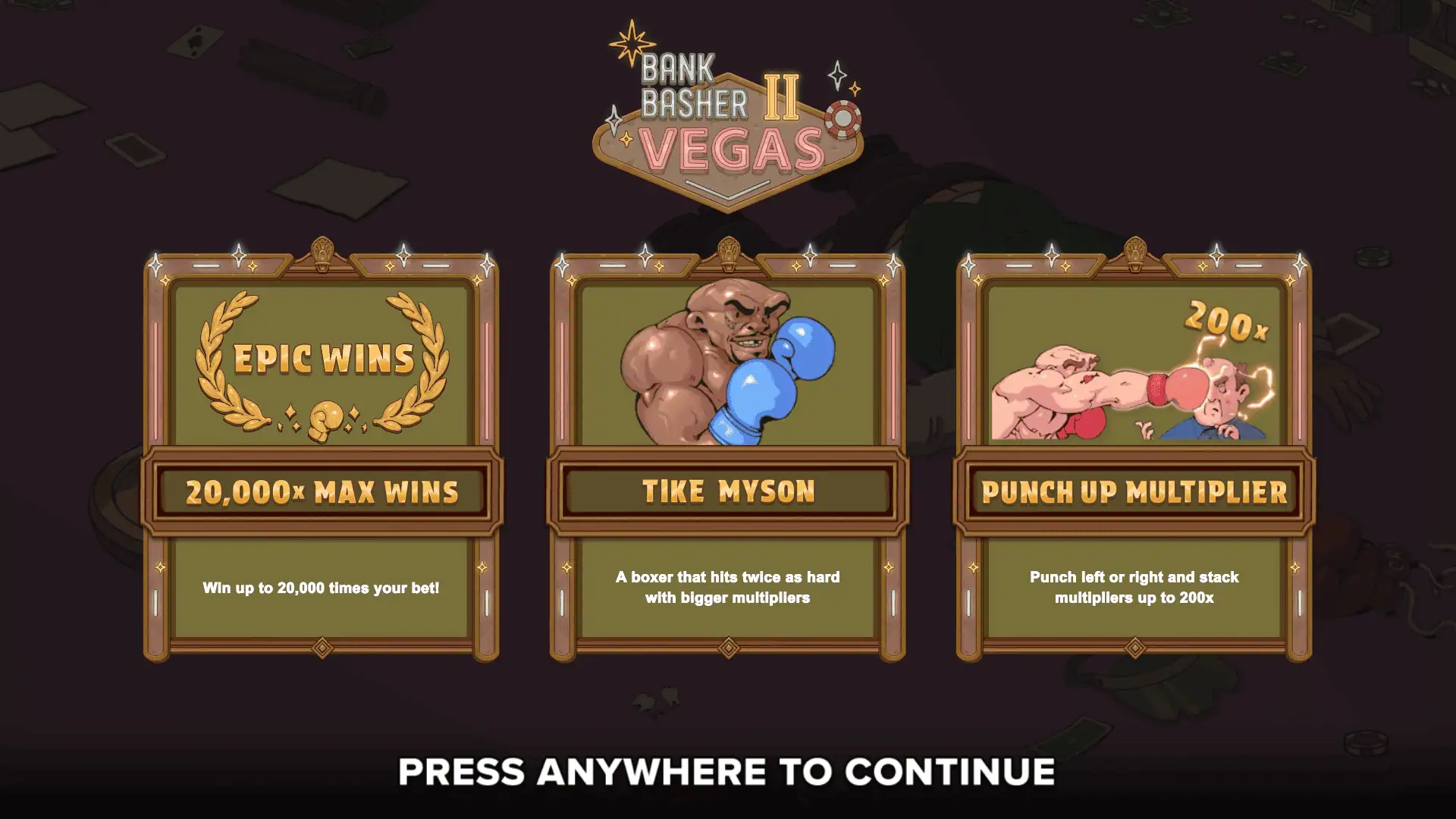 Bank Basher 2 Vegas slot intro screen