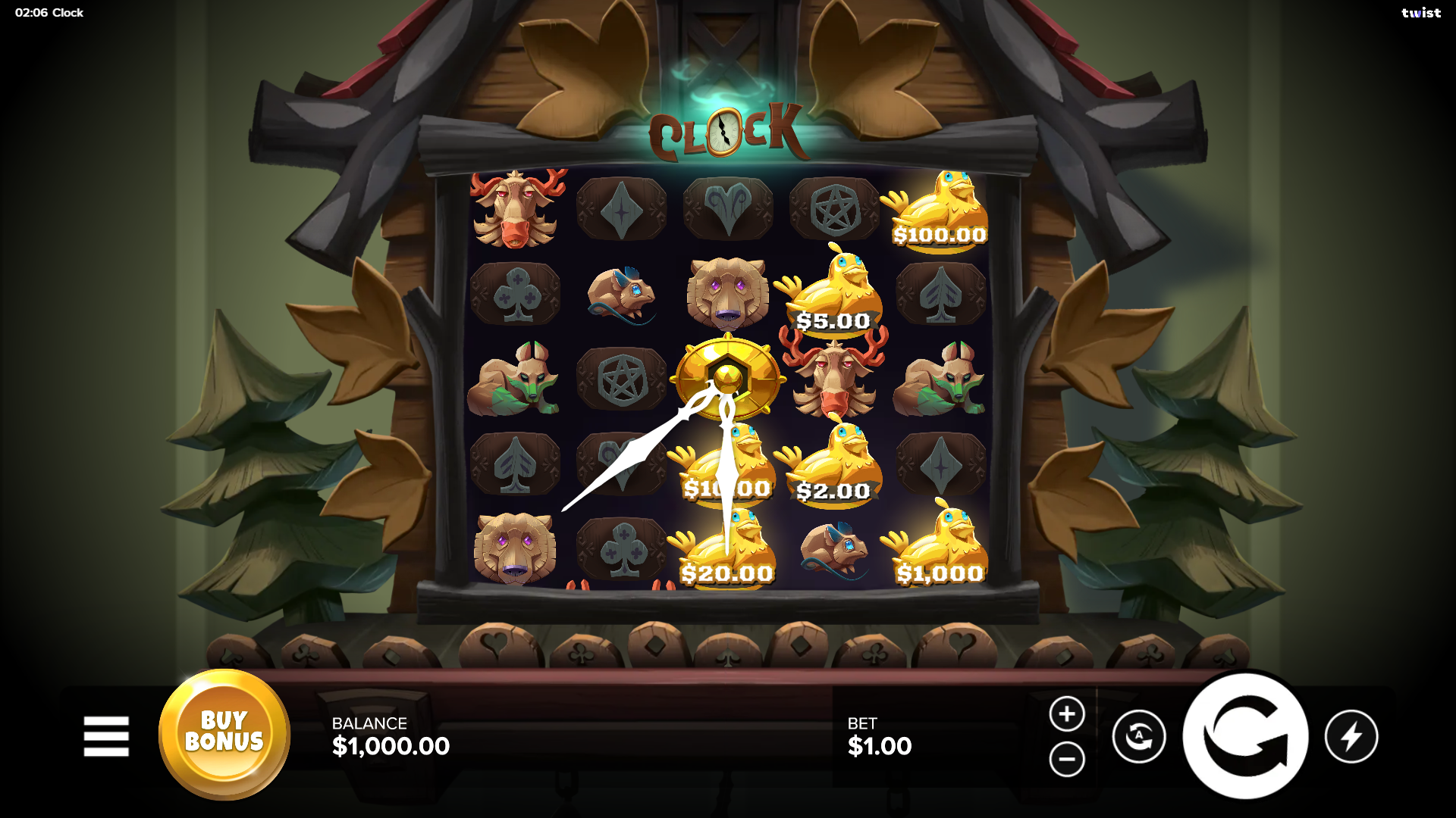Clock slot gameplay reels