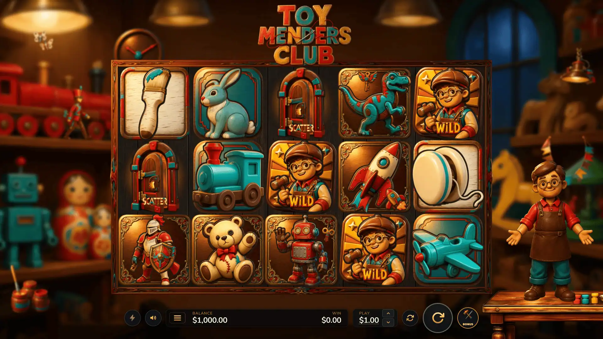 Toy Menders Club slot gameplay reels