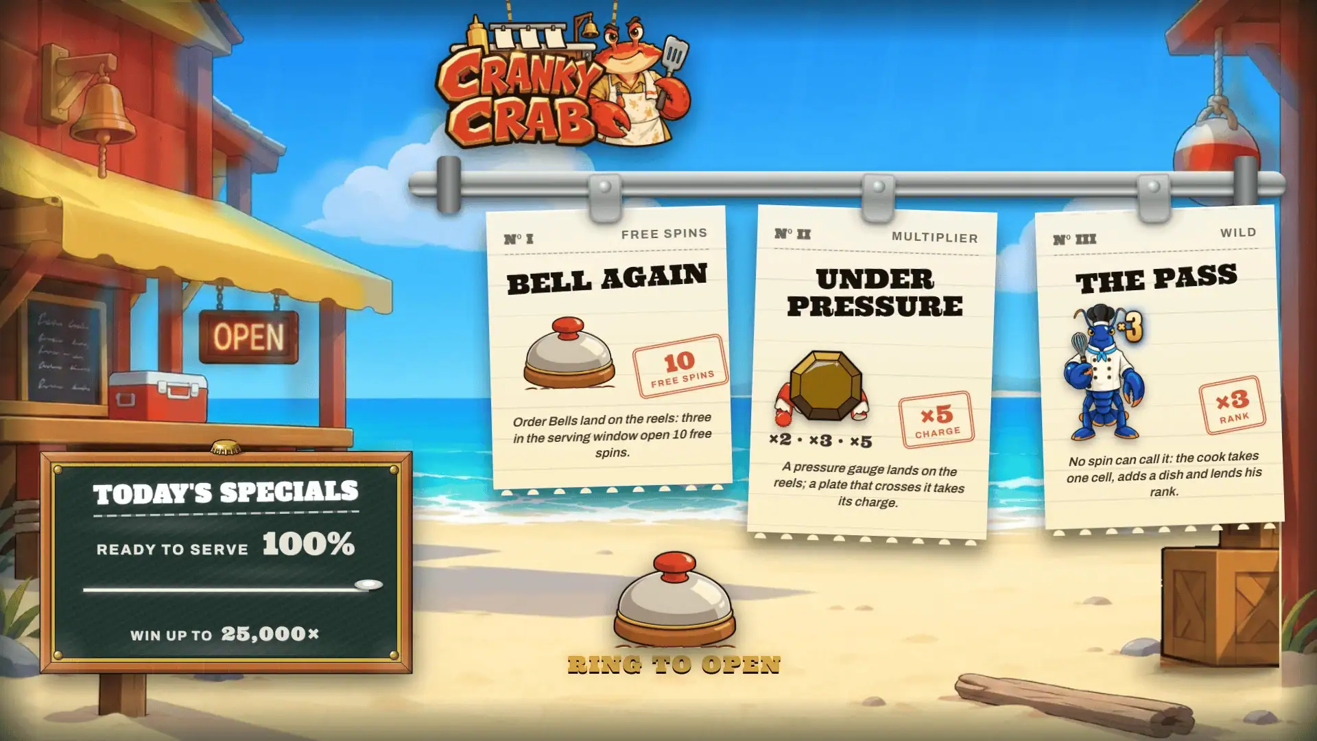 Cranky Crab slot intro screen