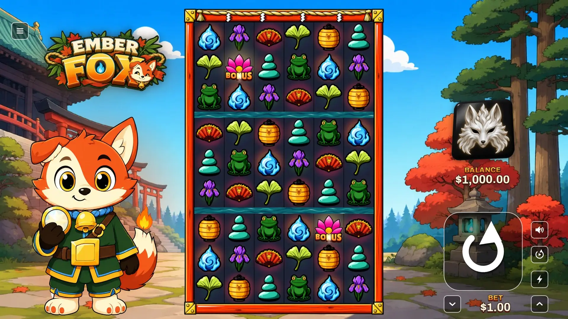 Ember Fox slot gameplay reels
