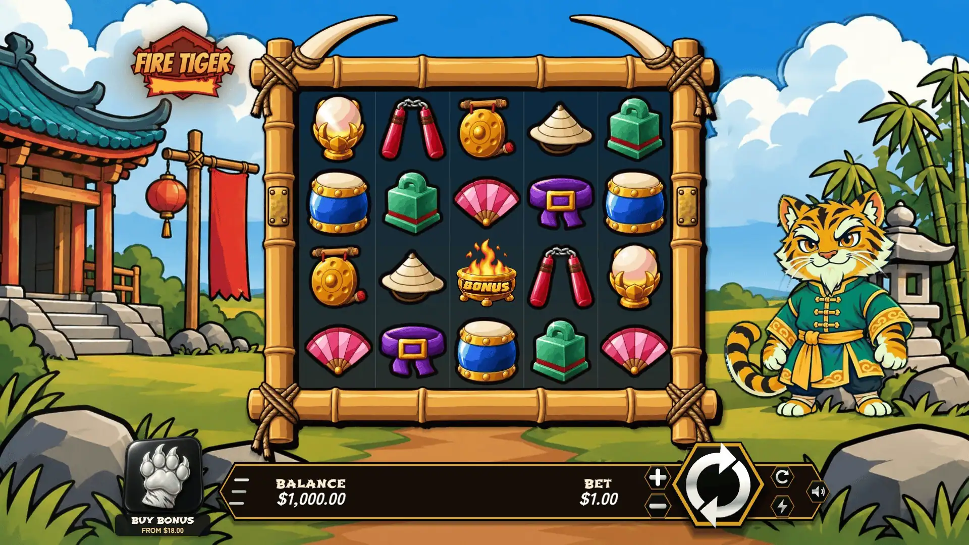 Fire Tiger slot gameplay reels