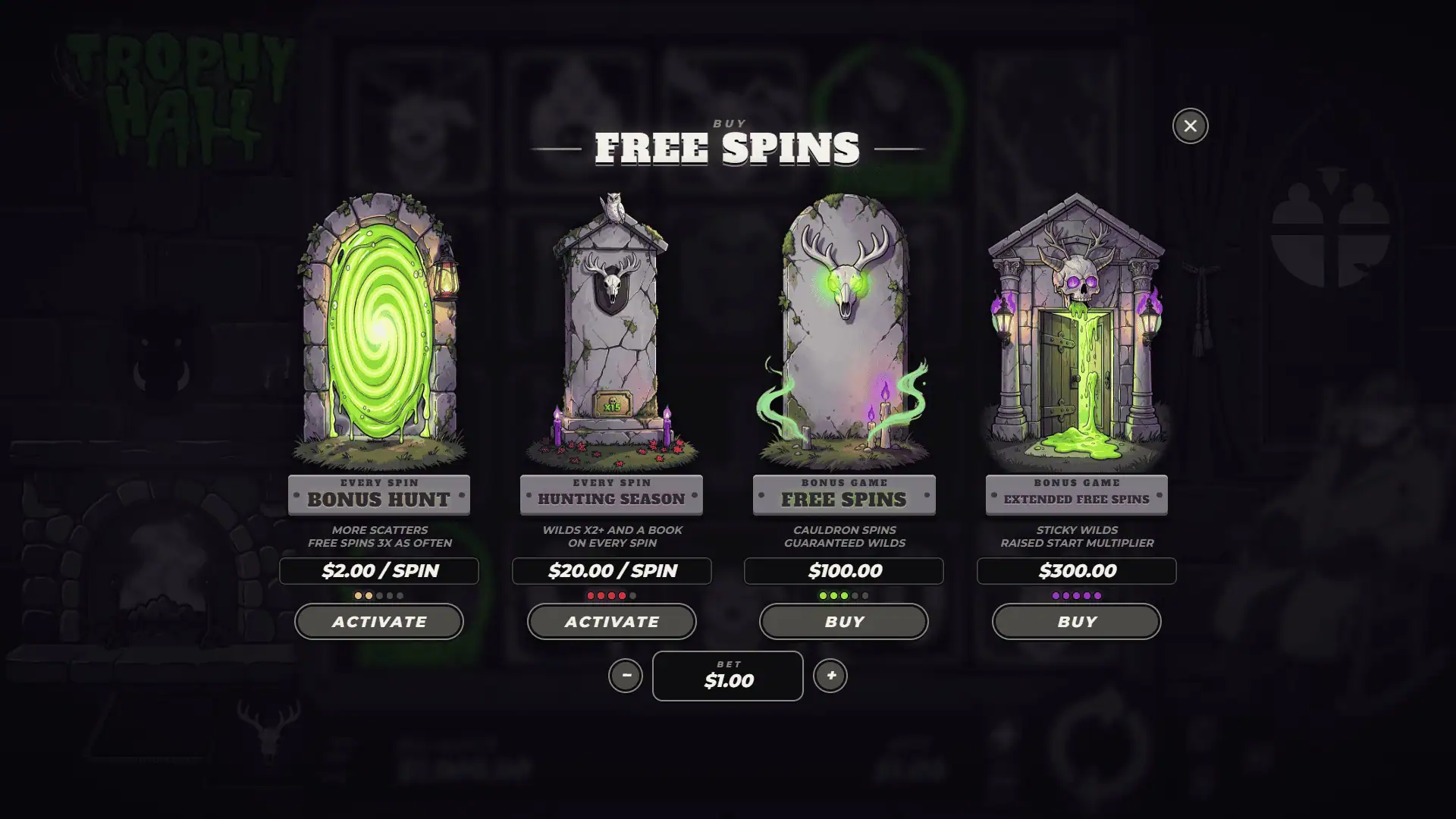 Trophy Hall bonus buy menu