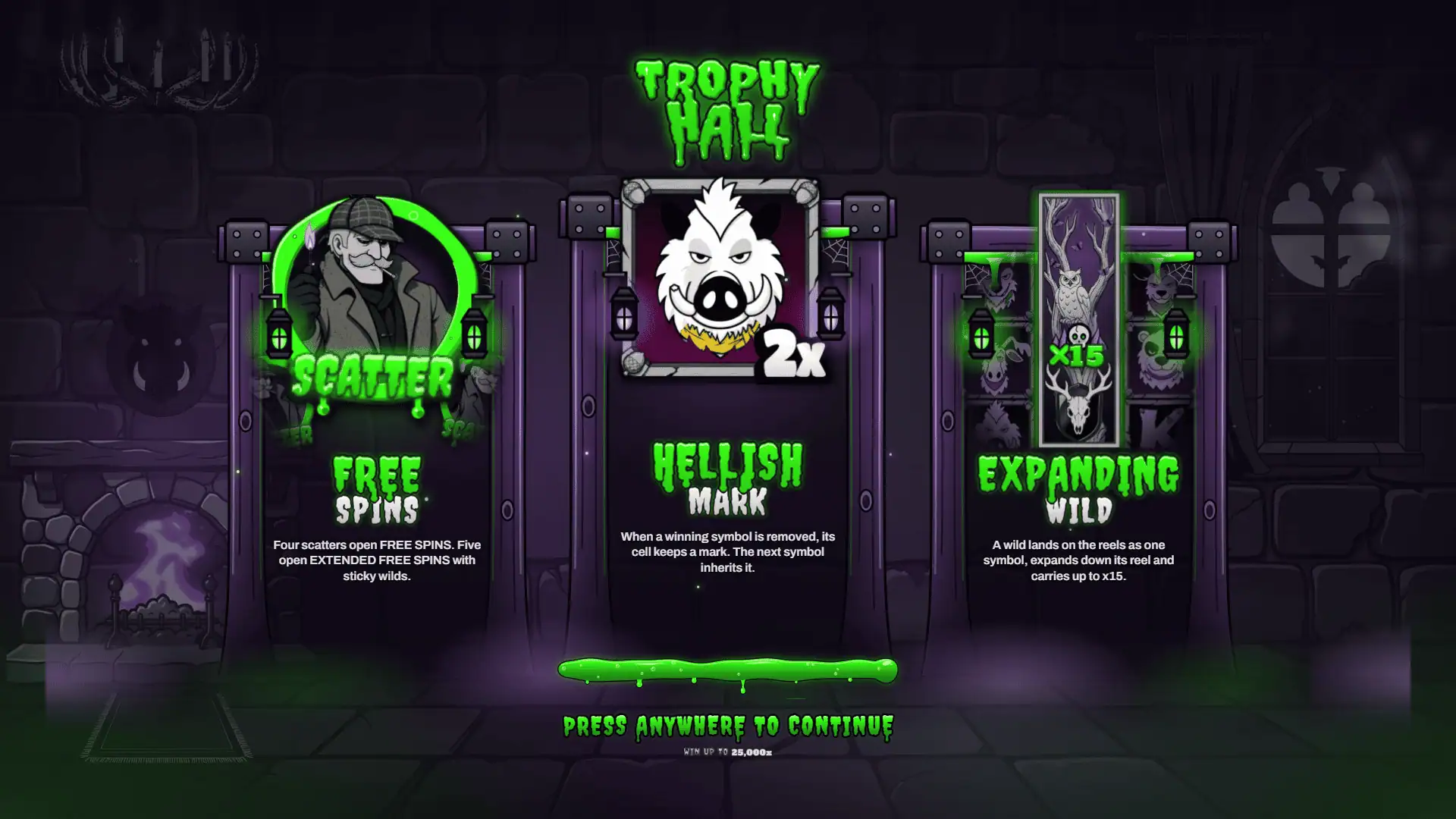 Trophy Hall slot intro screen
