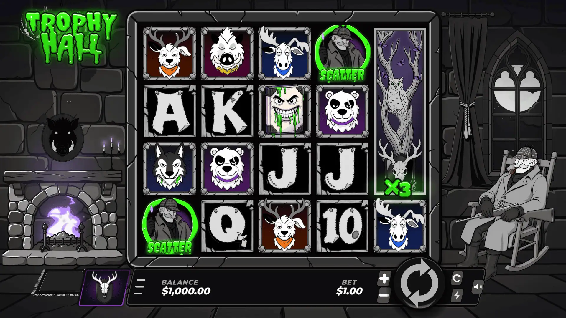Trophy Hall slot gameplay reels