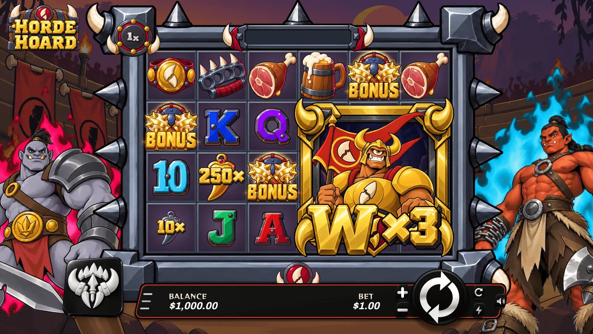 Horde Hoard slot gameplay reels