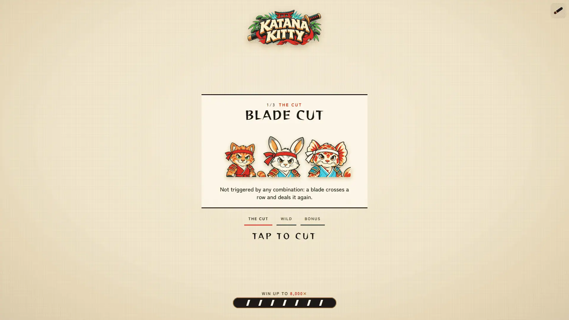 Katana Kitty slot intro screen