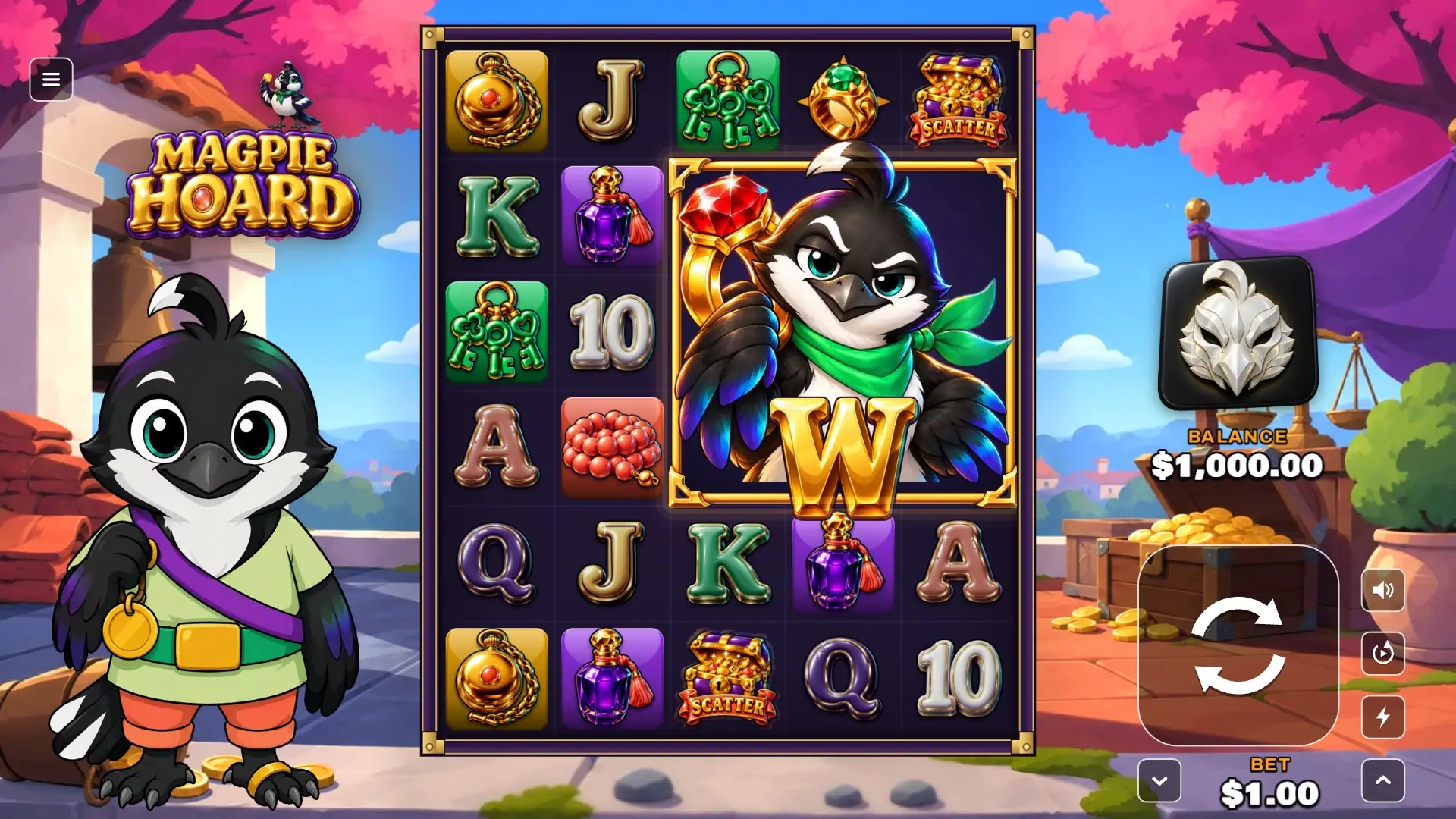Magpie Hoard slot gameplay reels