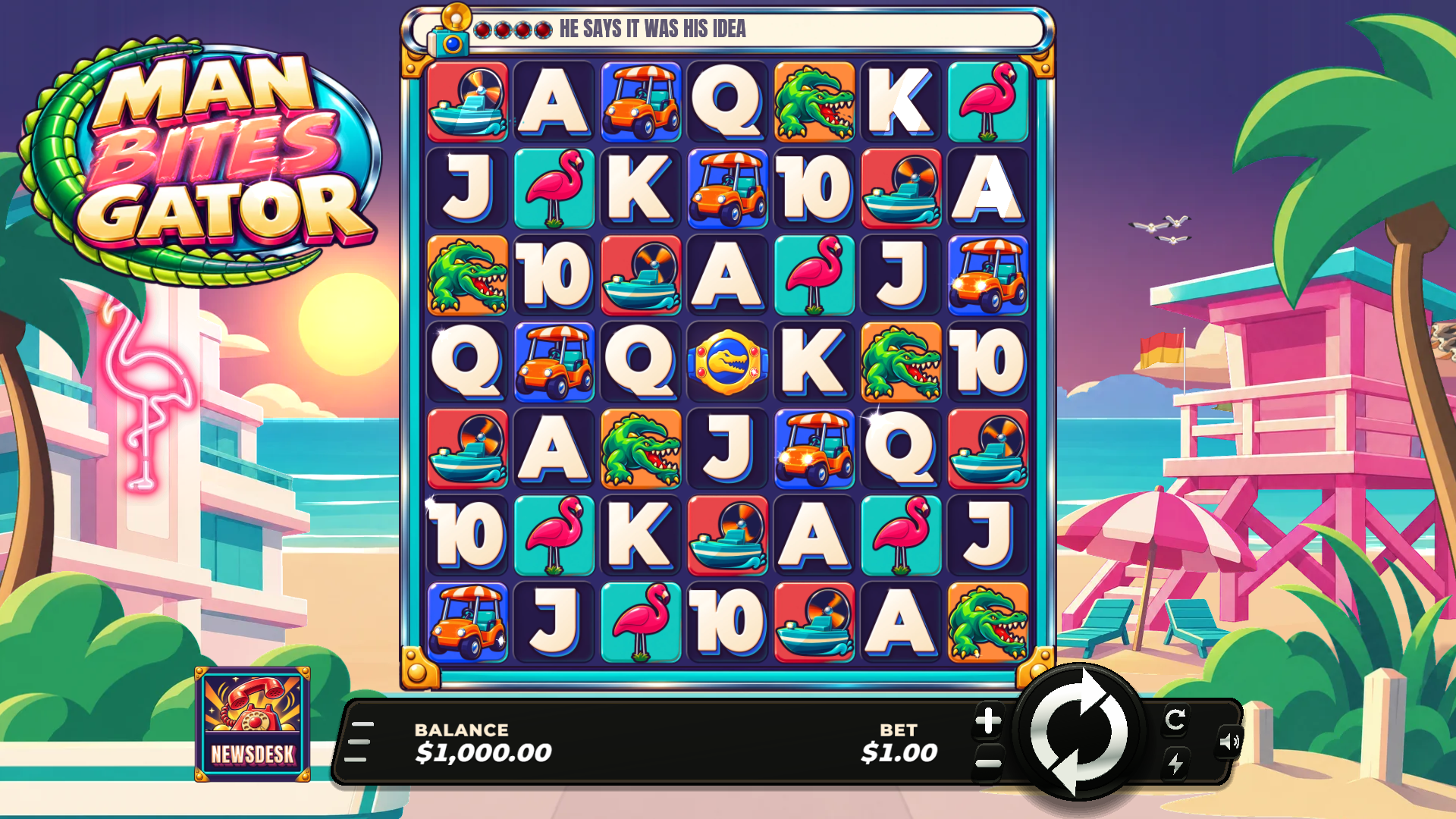 Man Bites Gator slot gameplay reels