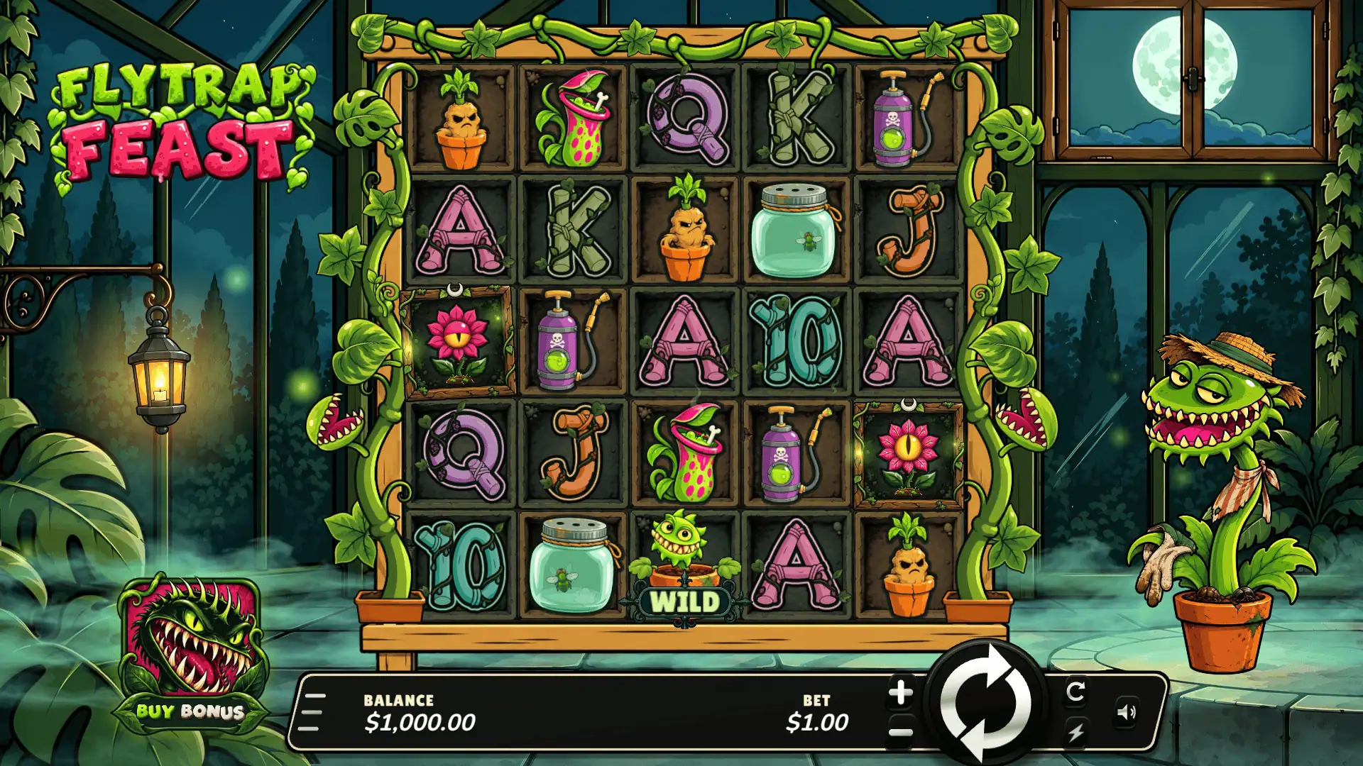 Flytrap Feast slot gameplay reels