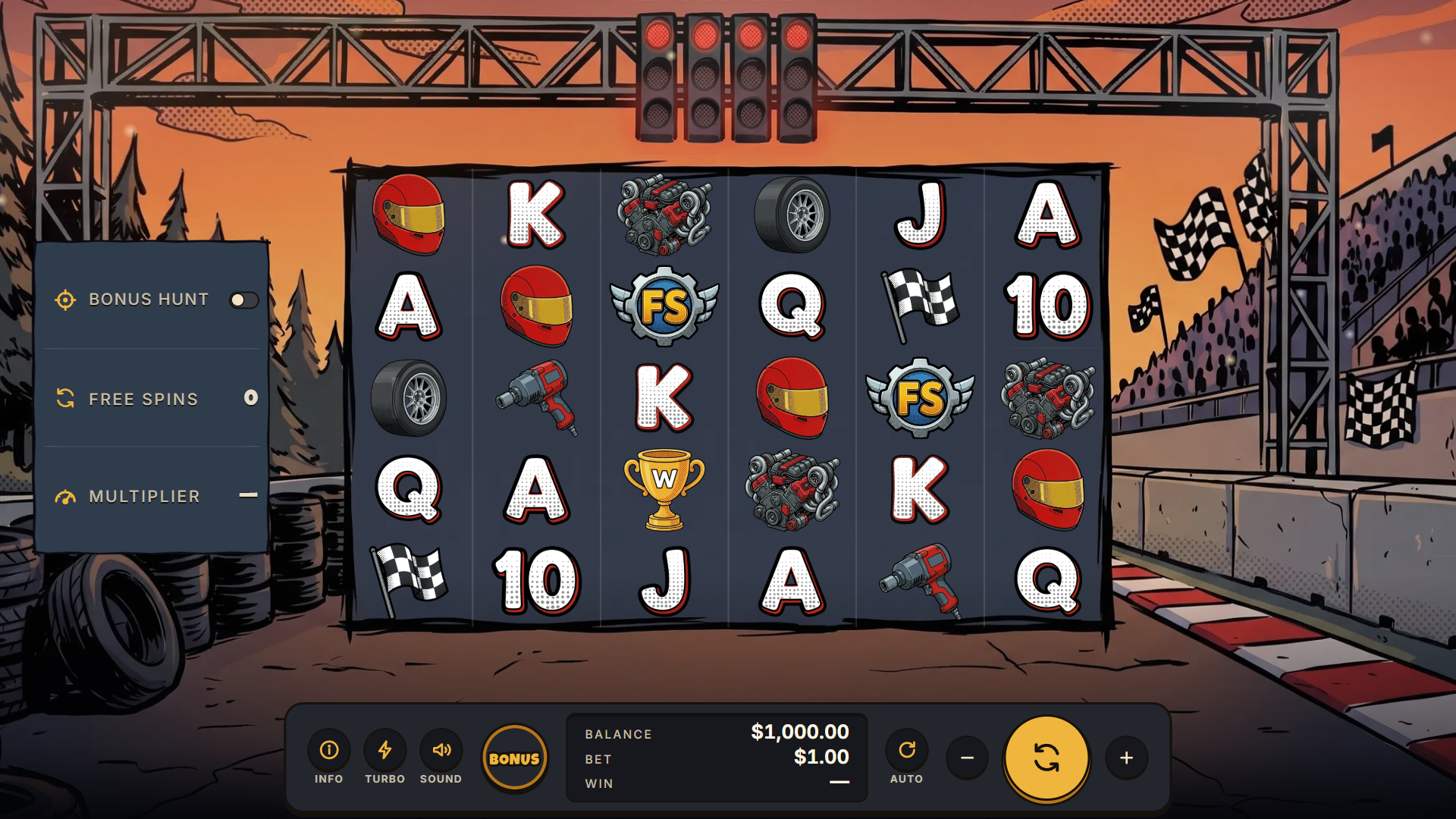 Pit-lane Cluster slot gameplay reels