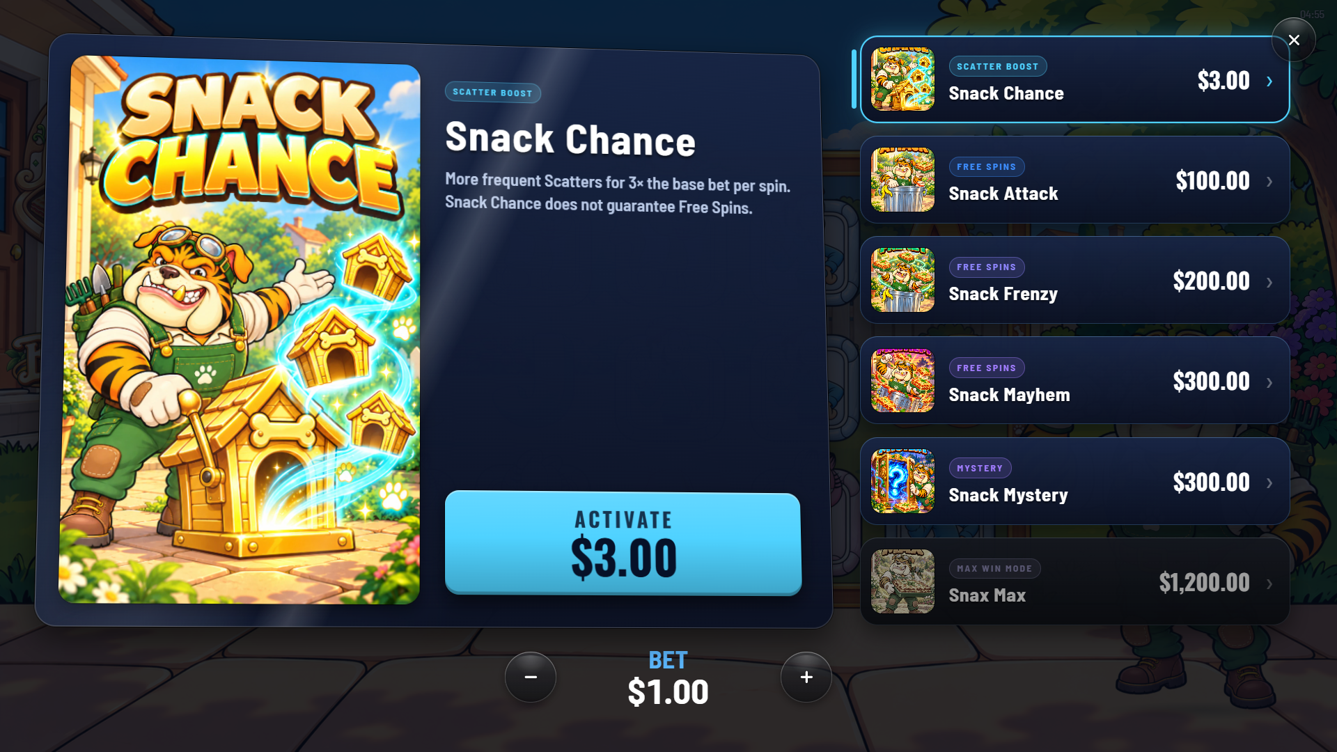 Barfield bonus buy menu