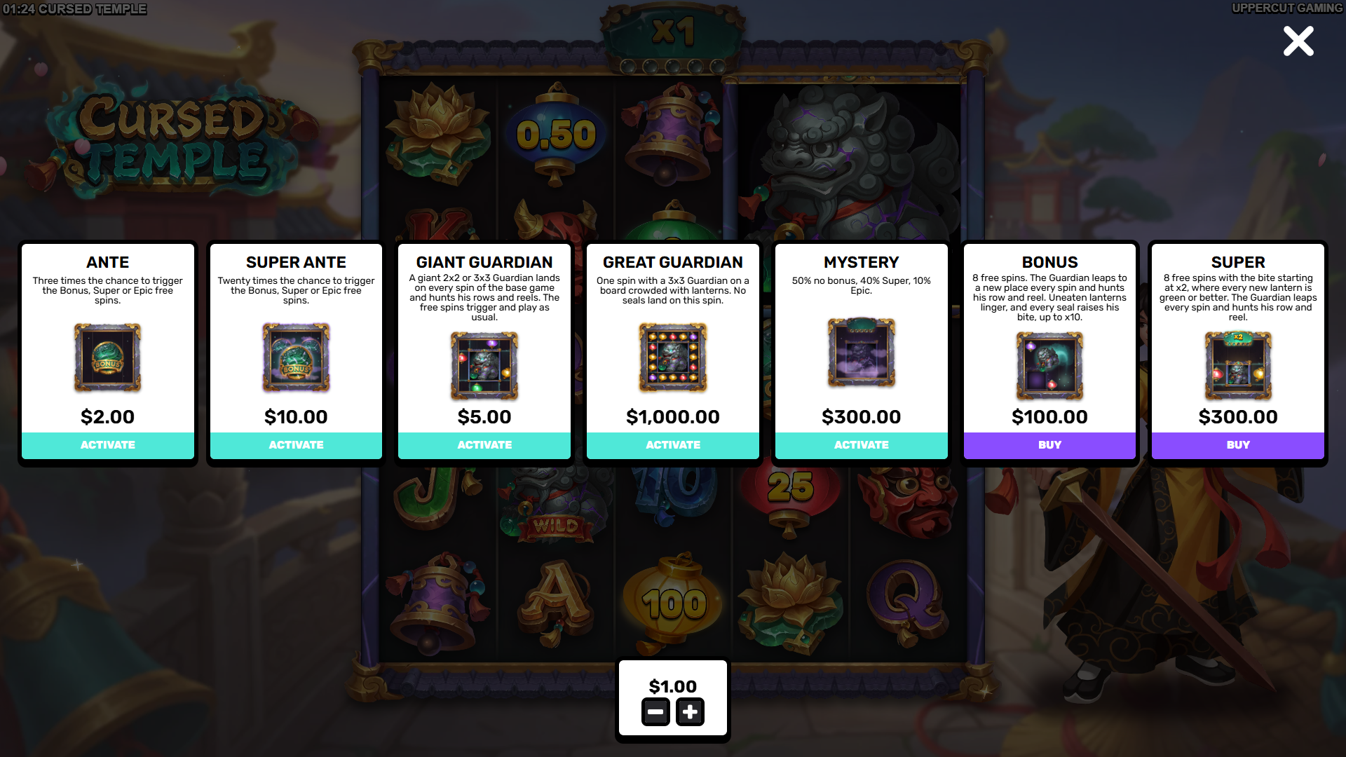 Cursed Temple bonus buy menu