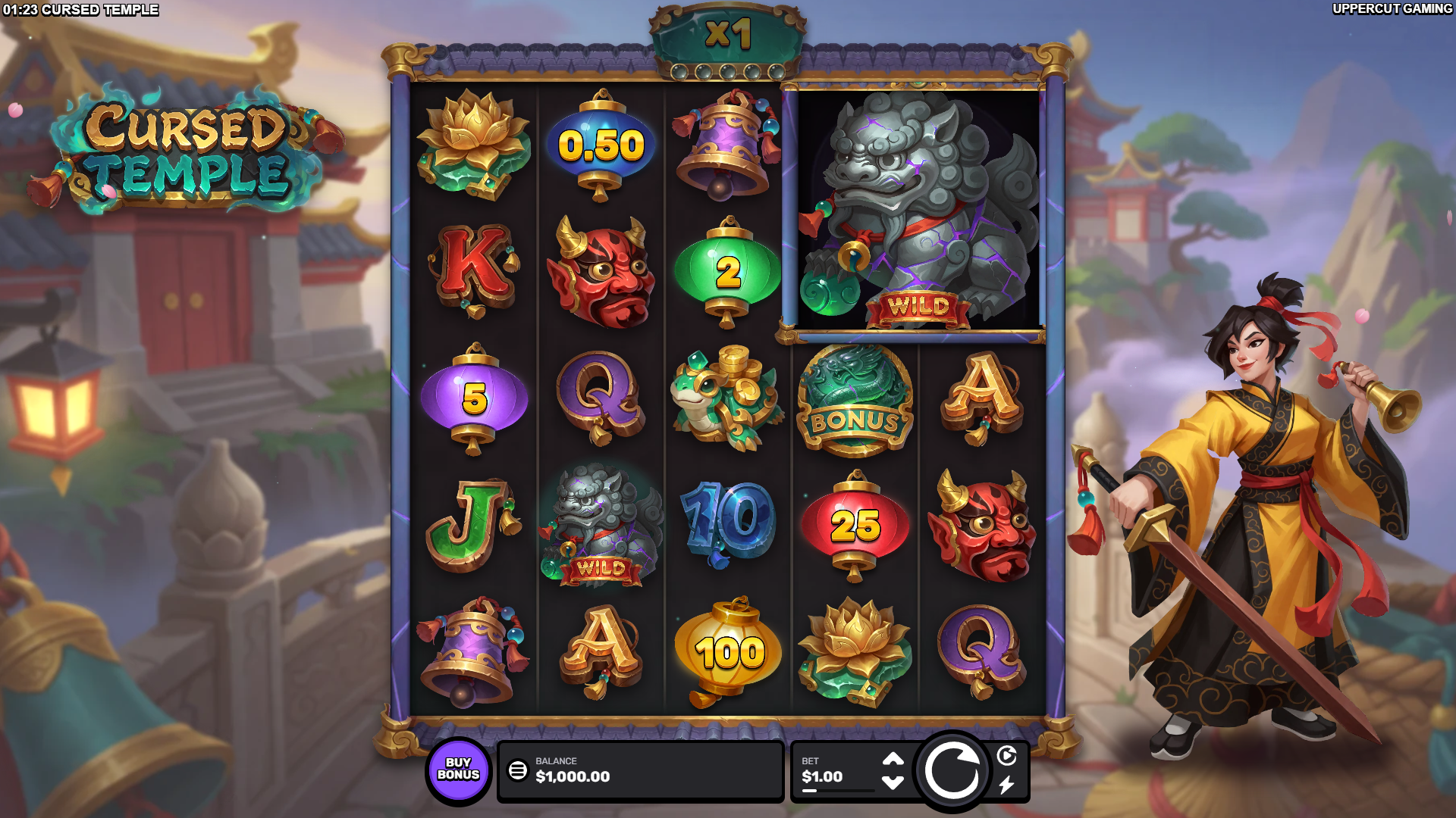 Cursed Temple slot gameplay reels