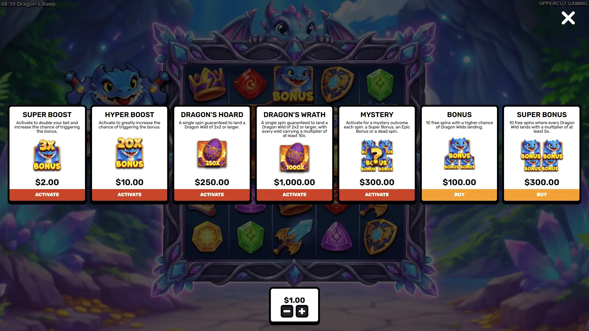 Dragons Keep bonus buy menu