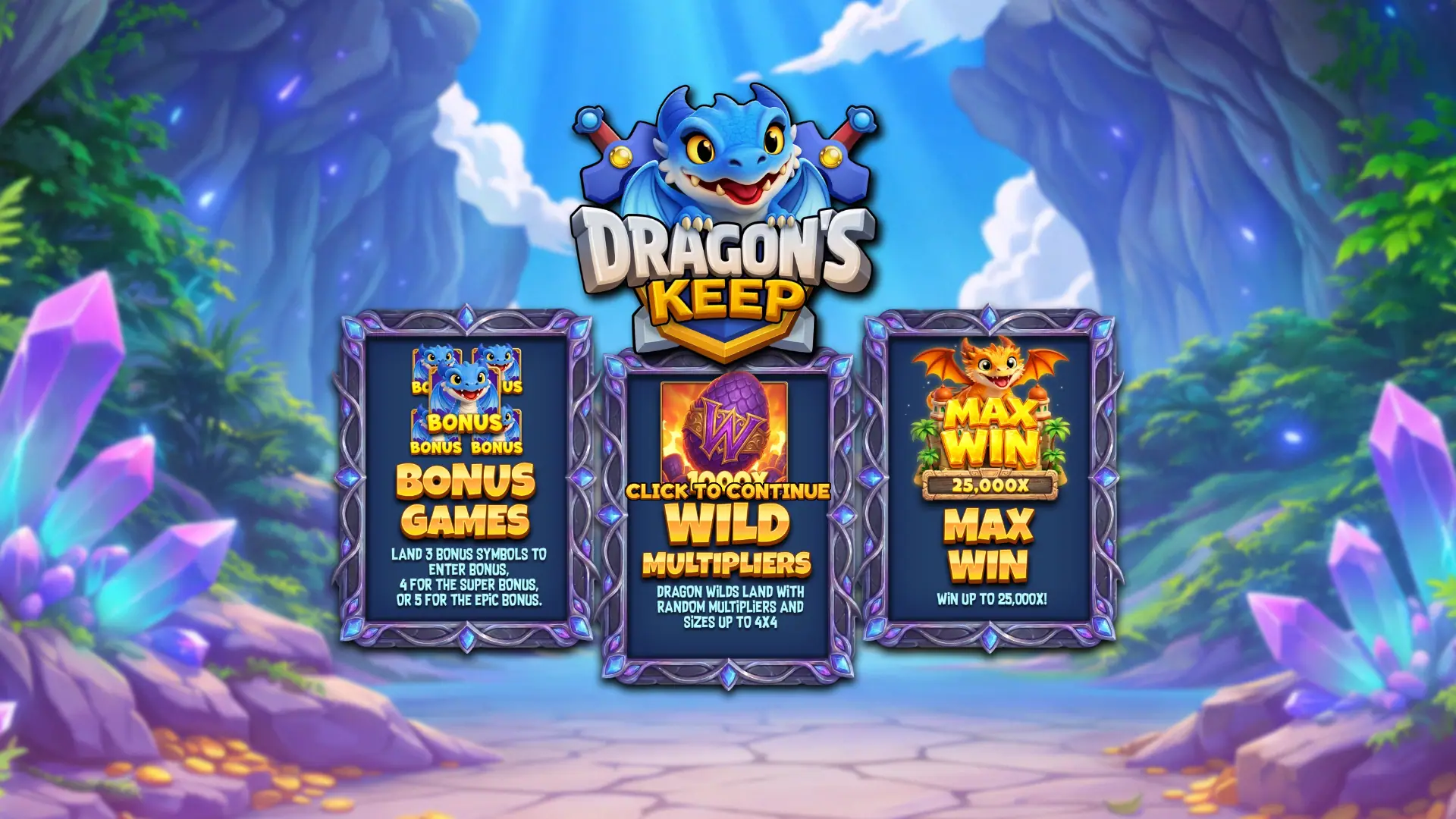 Dragons Keep slot intro screen