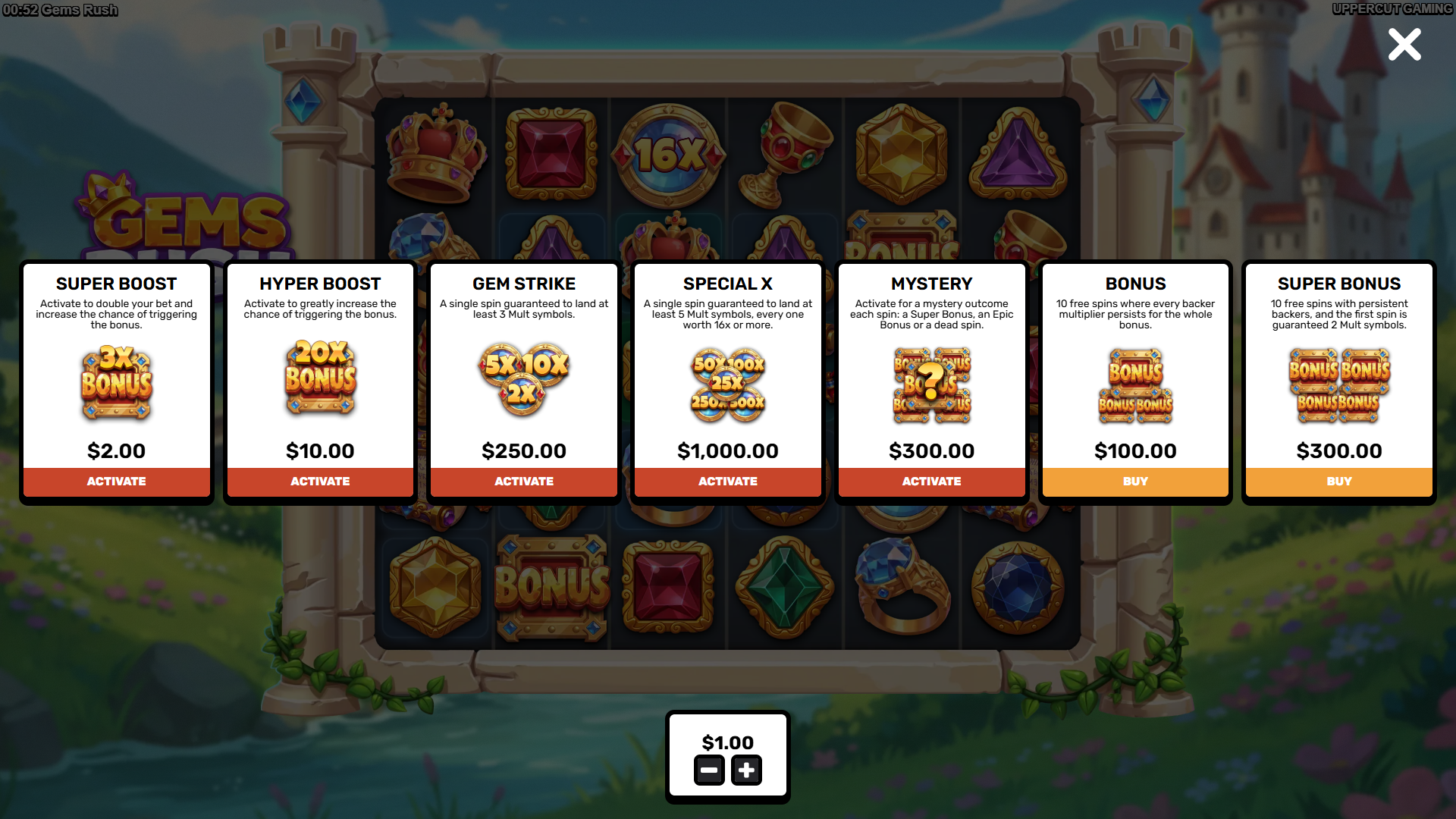 Gems Rush bonus buy menu
