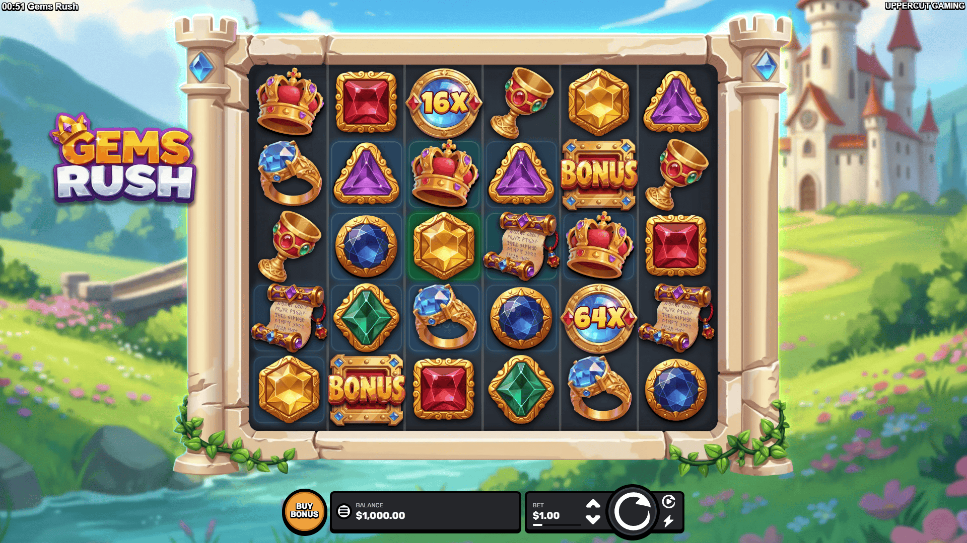 Gems Rush slot gameplay reels