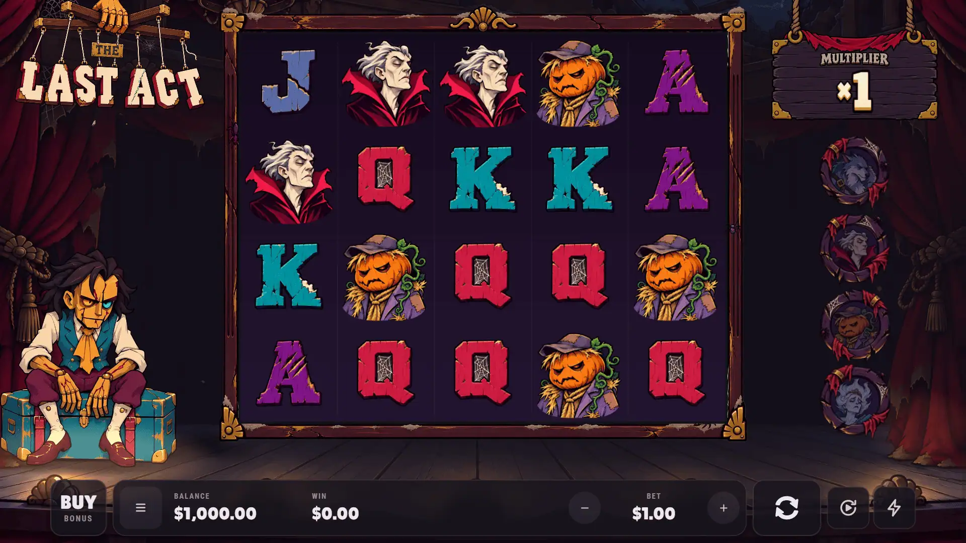 The Last Act slot gameplay reels