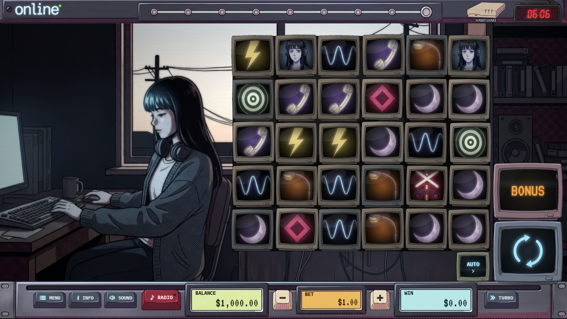 Online slot gameplay reels