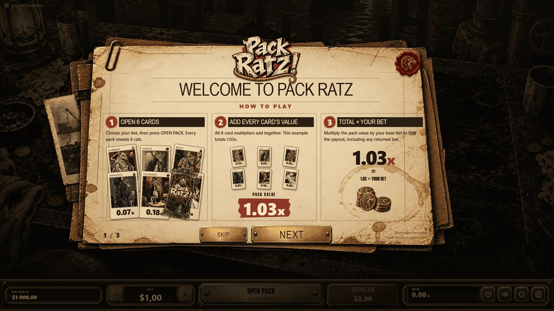 Pack Ratz! slot intro screen