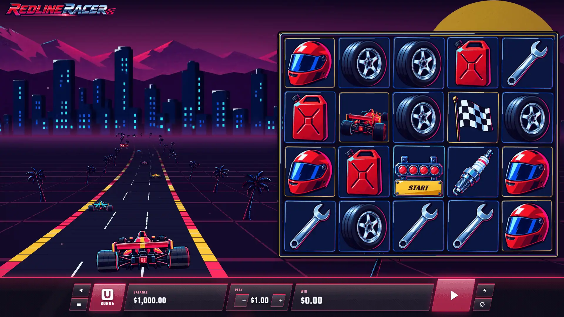 Redline Racer slot gameplay reels