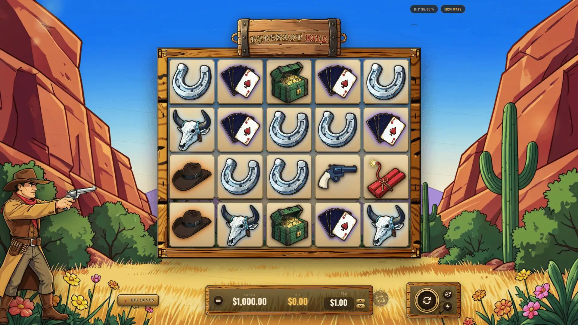 Buckshot Bill slot gameplay reels