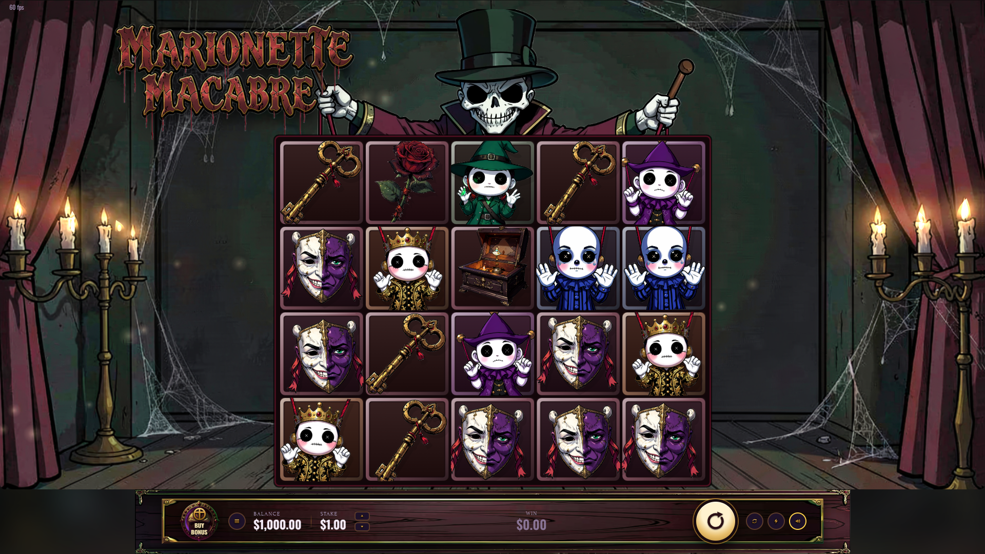 Marionette Macabre slot gameplay reels