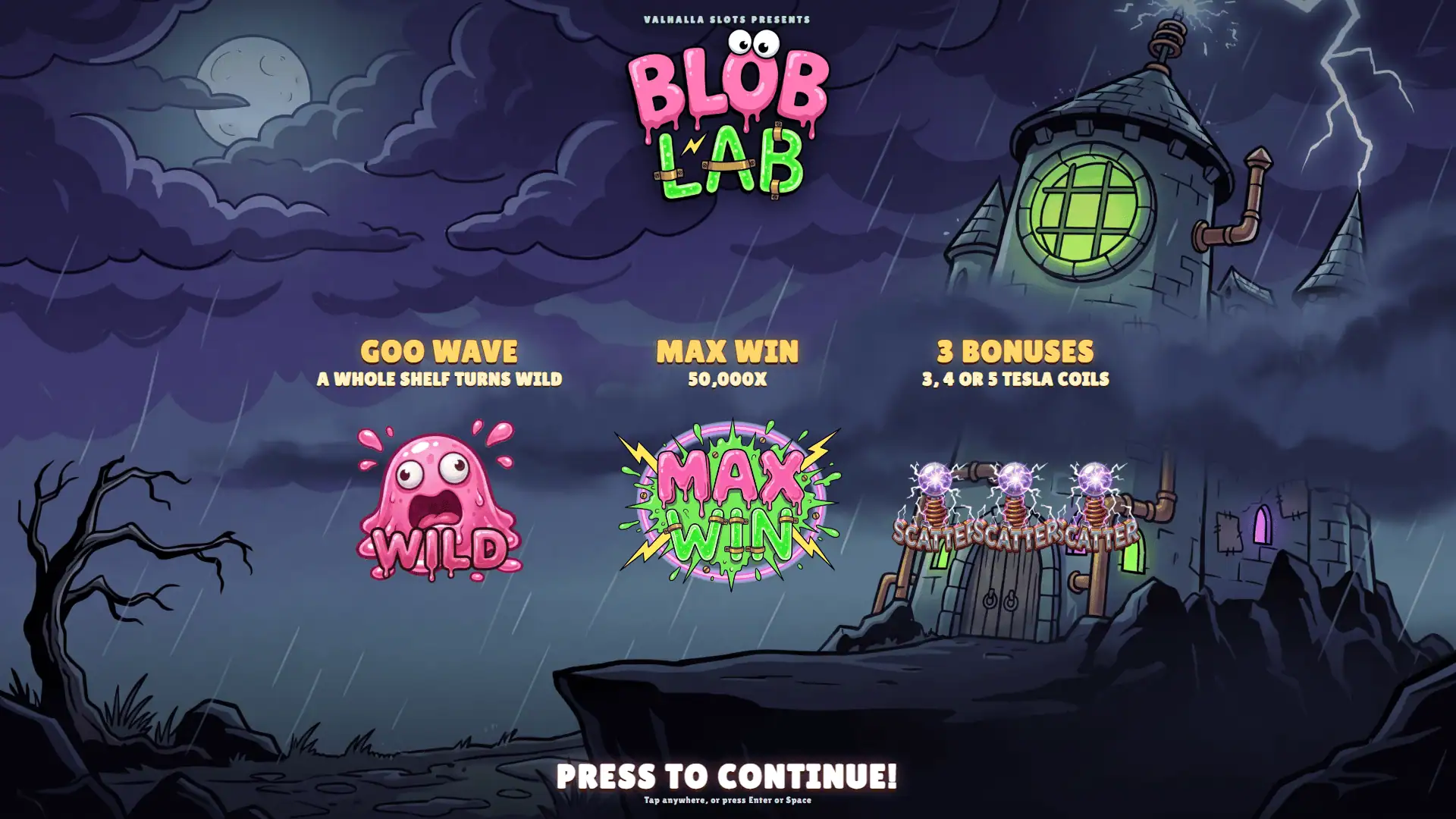 Blob Lab slot intro screen