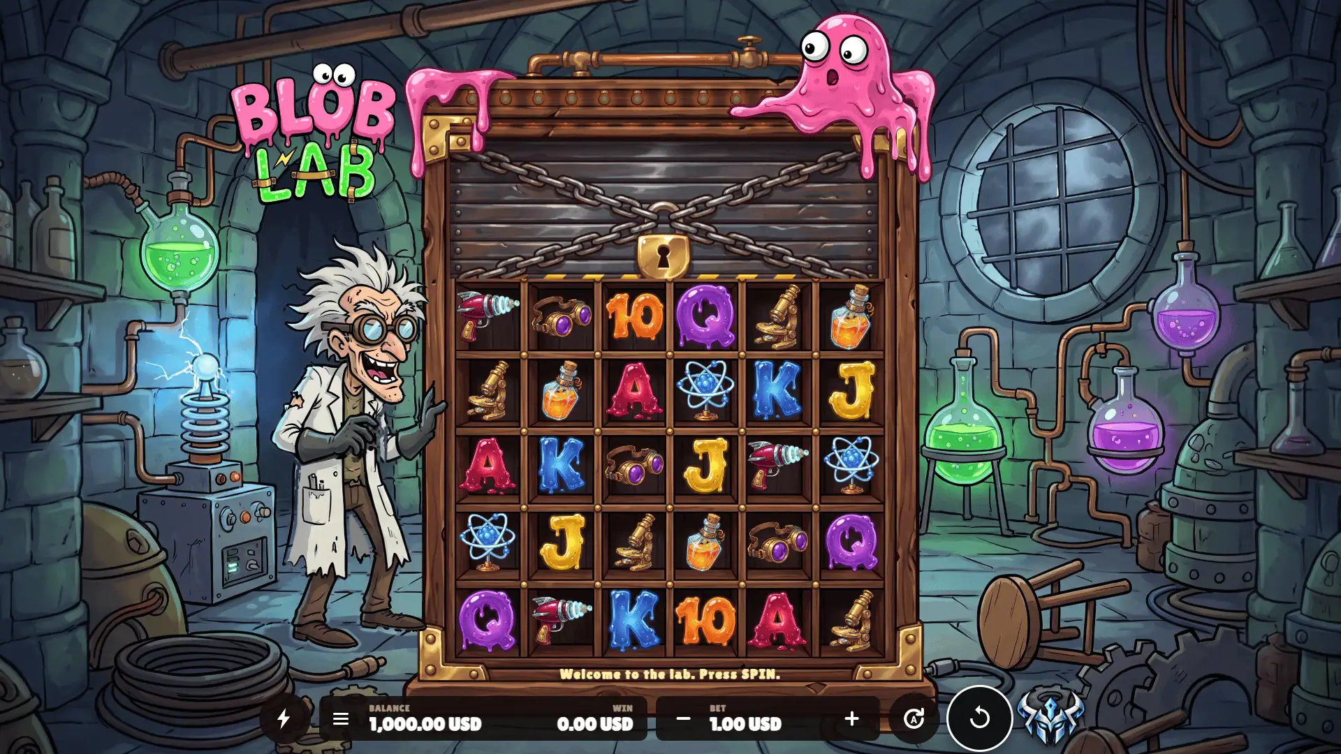 Blob Lab slot gameplay reels