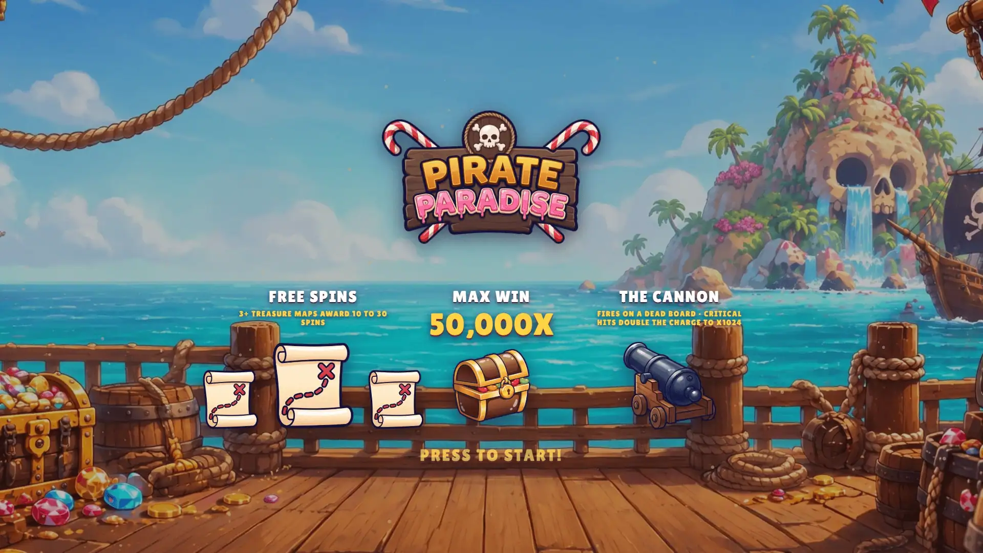 Pirate Paradise slot intro screen