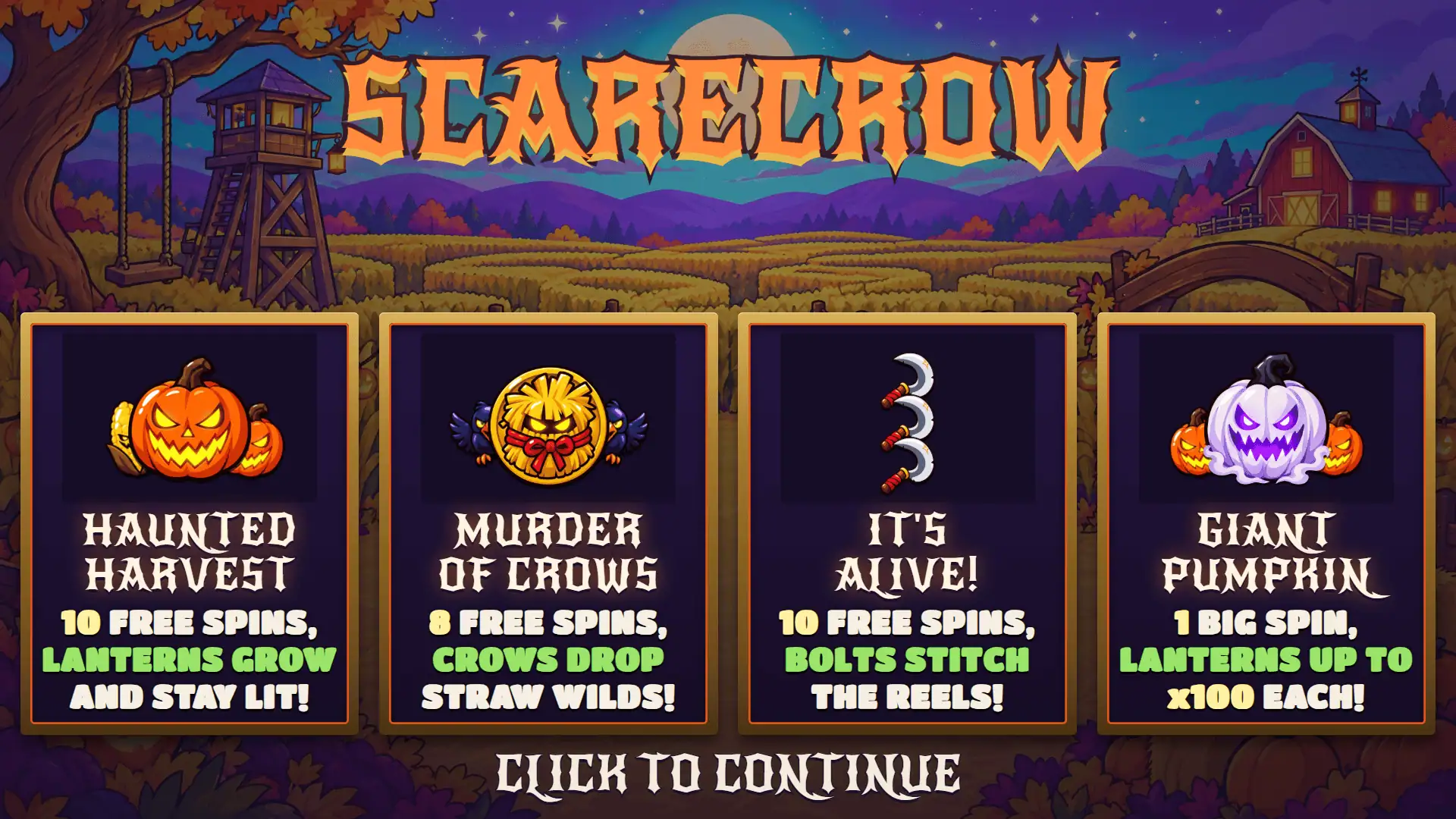 Scarecrow slot intro screen