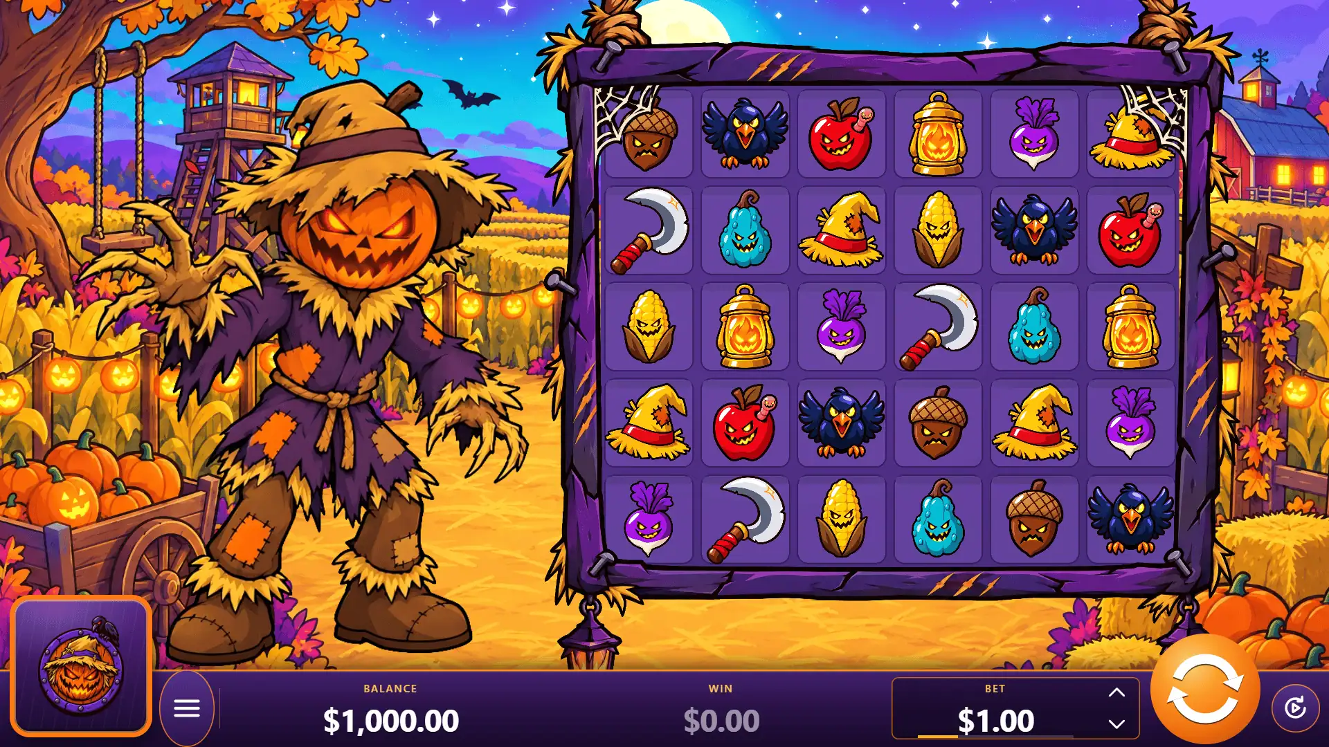 Scarecrow slot gameplay reels
