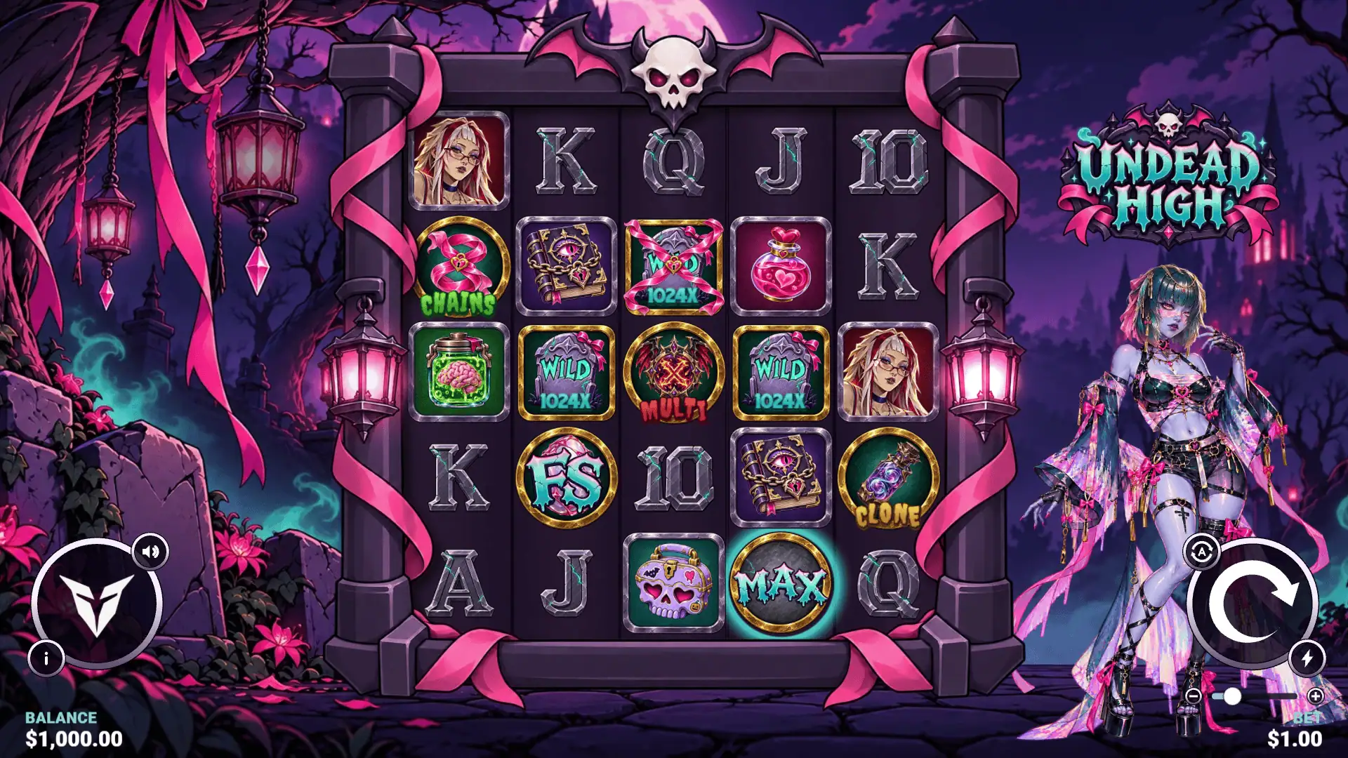 Undead High slot gameplay reels