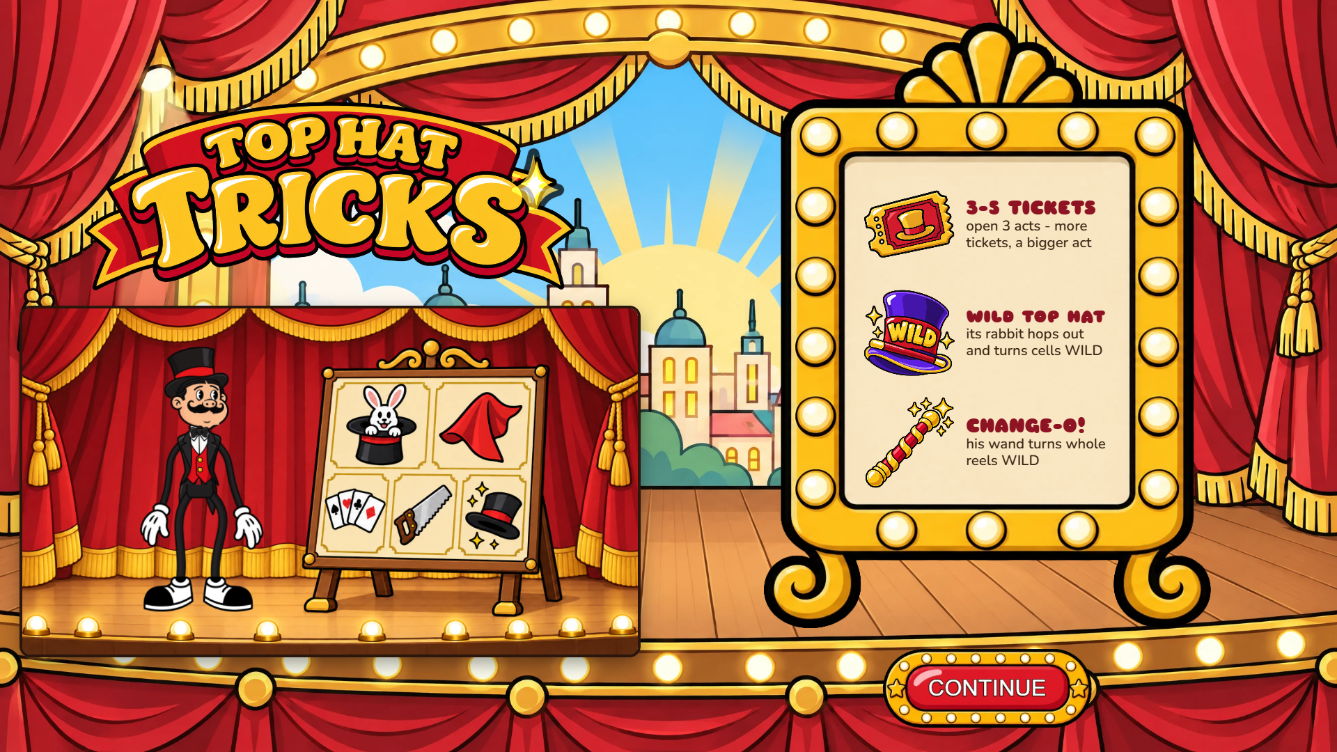 Top Hat Tricks slot intro screen
