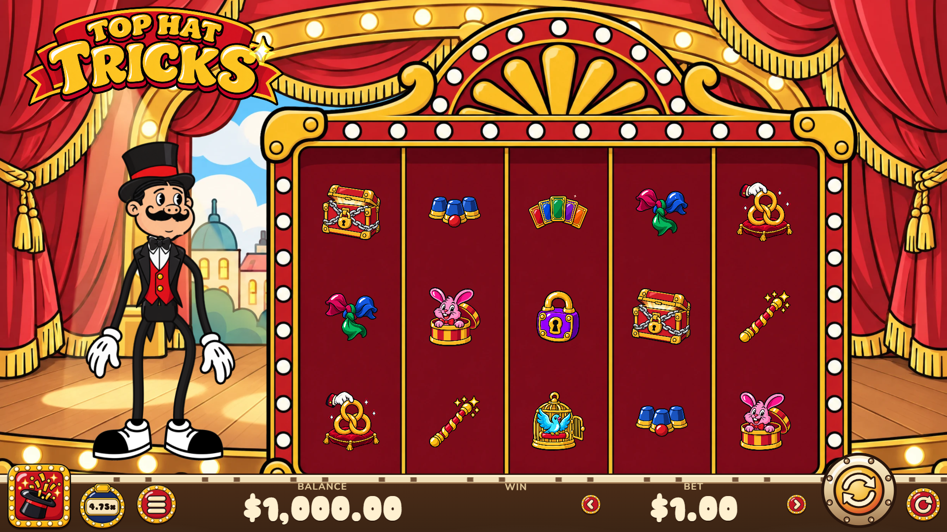 Top Hat Tricks slot gameplay reels