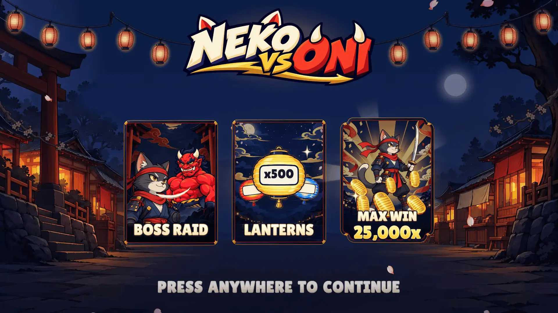 Neko vs Oni slot intro screen