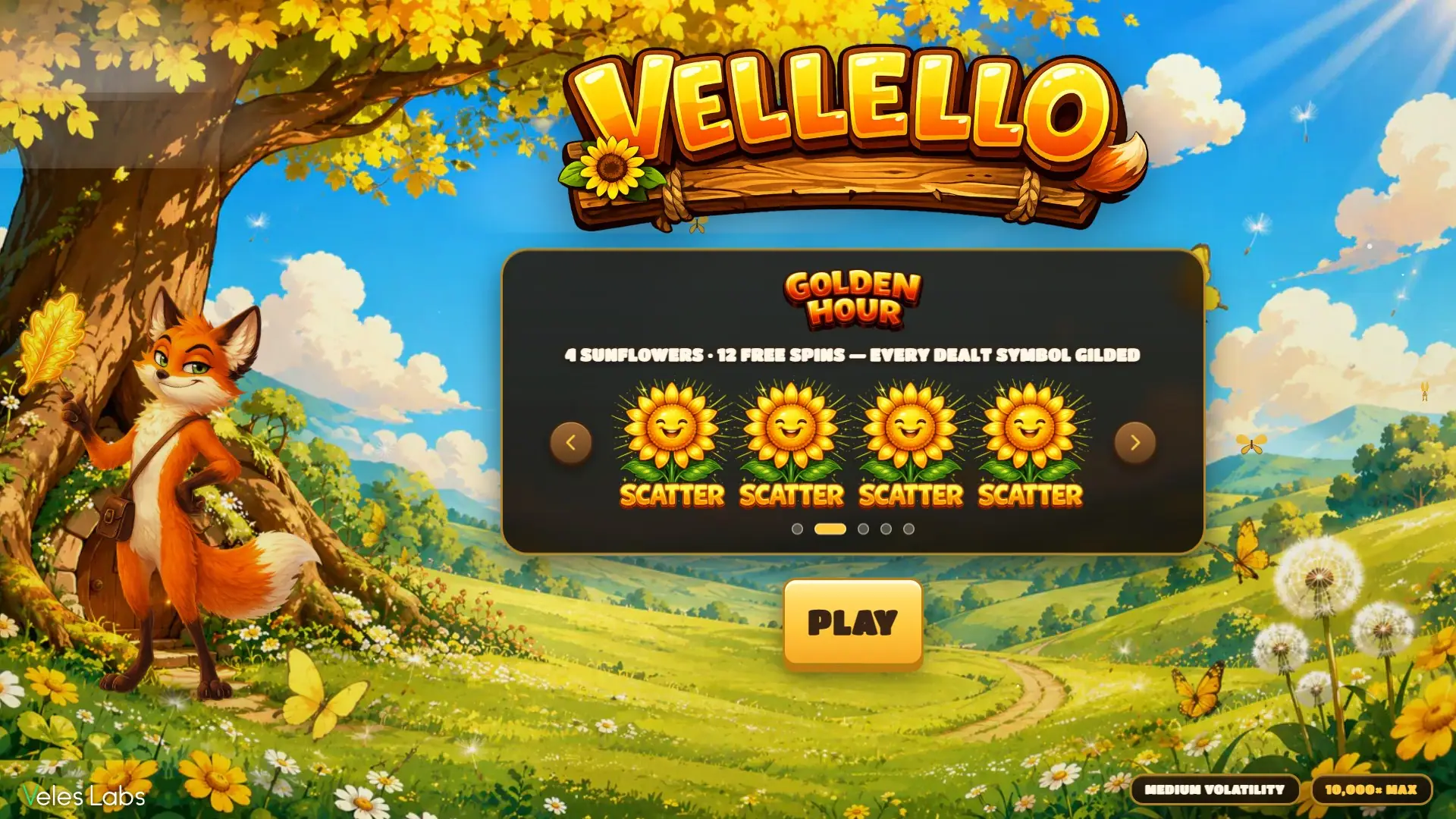 Vellello slot intro screen
