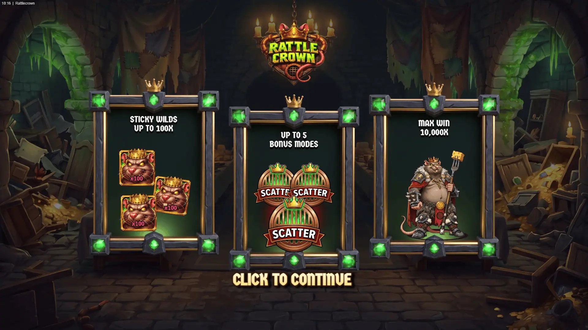Rattle Crown slot intro screen