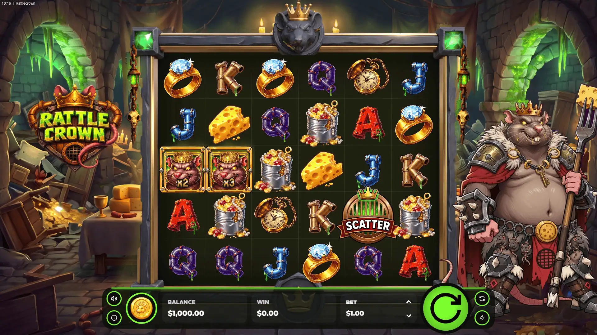 Rattle Crown slot gameplay reels
