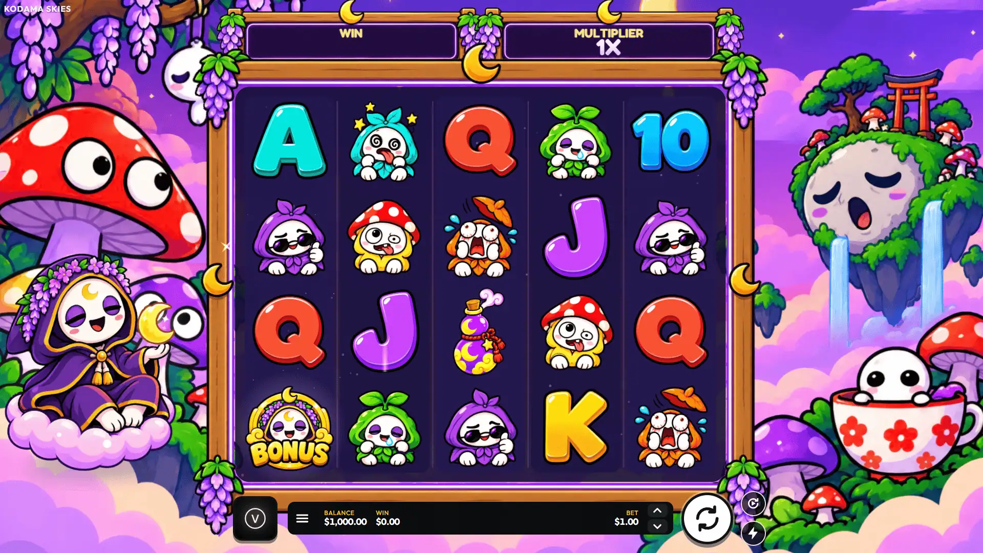 Kodama Skies slot gameplay reels