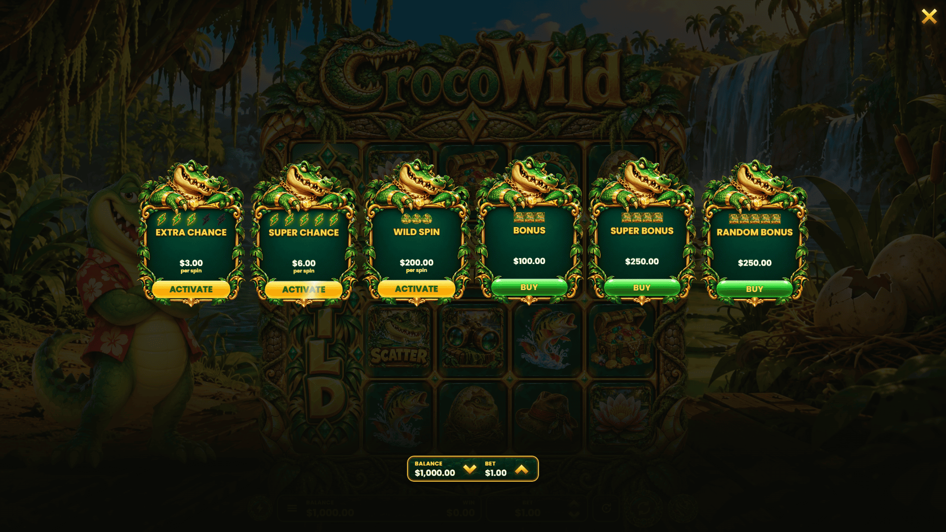 Croco Wild bonus buy menu