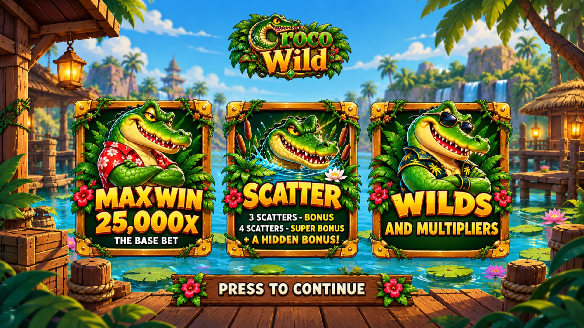 Croco Wild slot intro screen