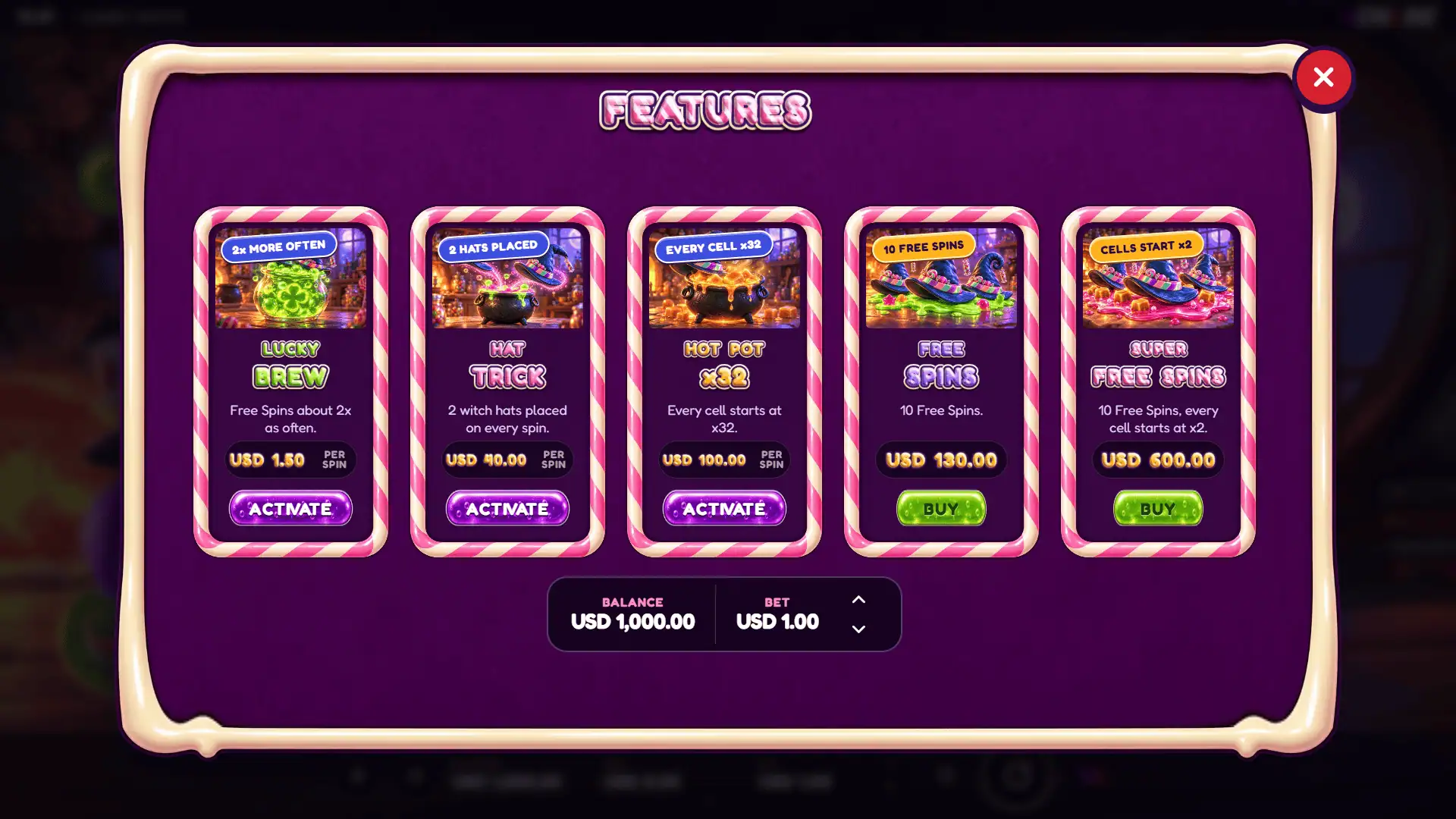 Candy Gator bonus buy menu