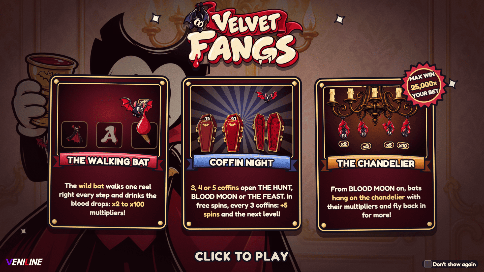 Velvet Fangs slot intro screen