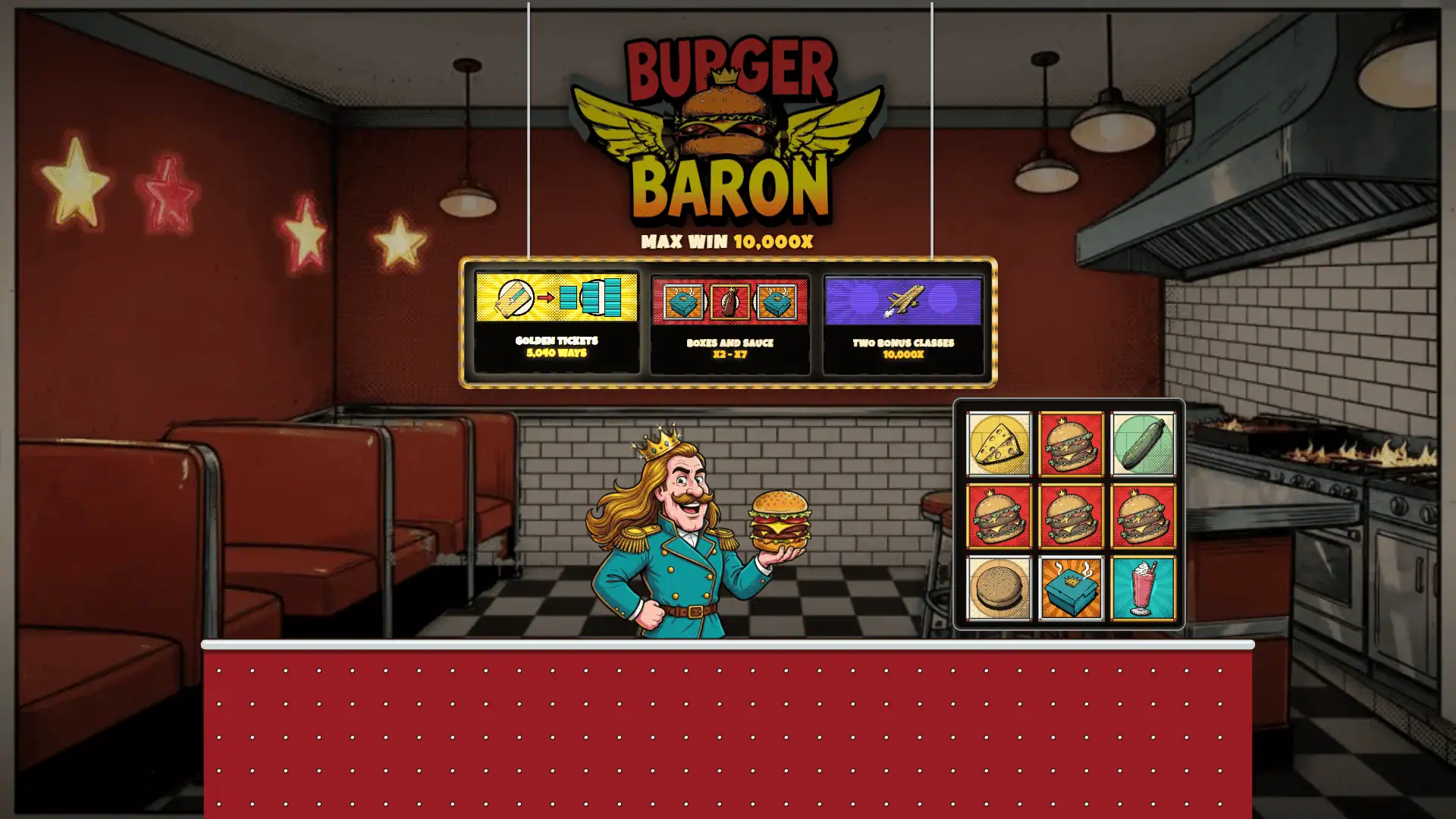 Burger Baron slot intro screen