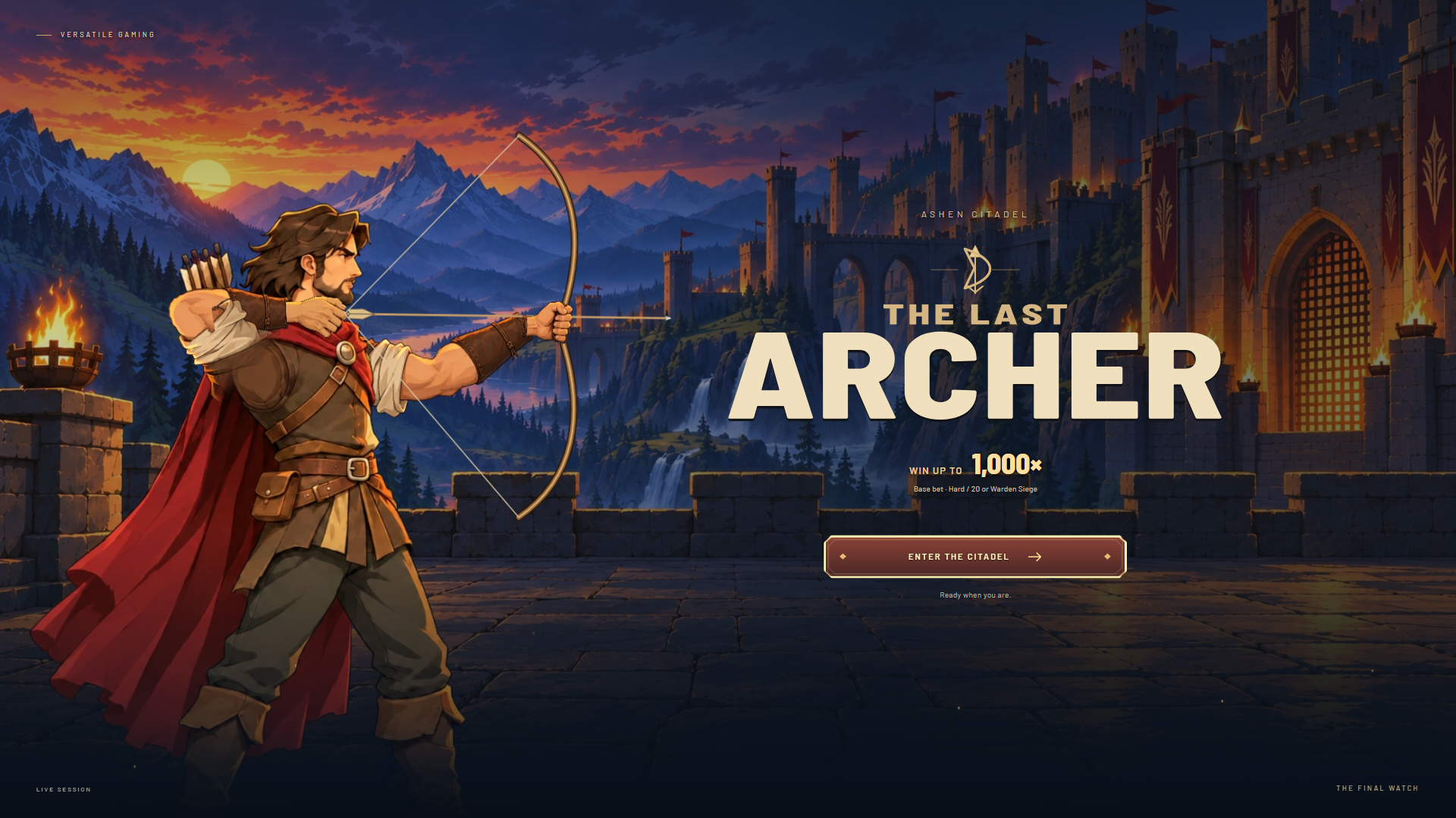 The Last Archer slot intro screen
