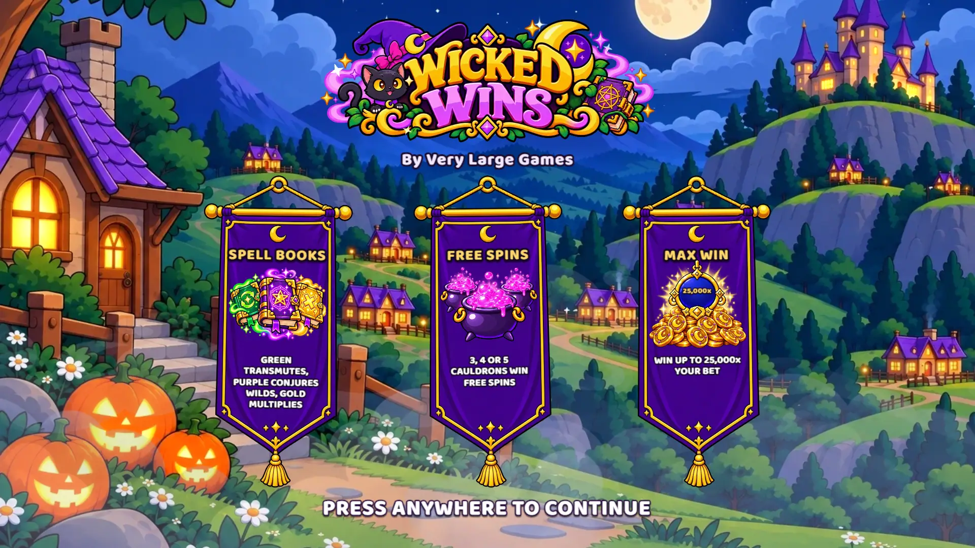 Wicked Wins slot intro screen